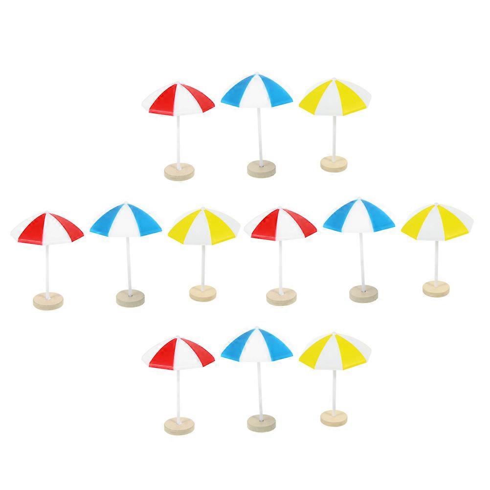 Miniature Beach Umbrella 12Pcs Assorted Color Resin Multi-Functional Mini Sun Umbrellas for Playing