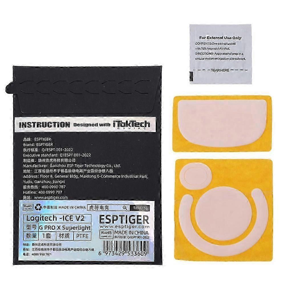 1 Pack Esports Tiger Gaming Version Mouse Skates Mouse Feet Fit for ICE GPro X Superlight Mouse White Glides Curve Edge