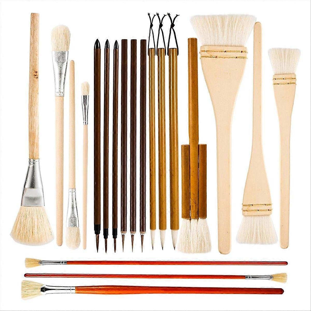 20pcs Pottery Glaze Brushes Set, Ceramic Brushes with Long Handle