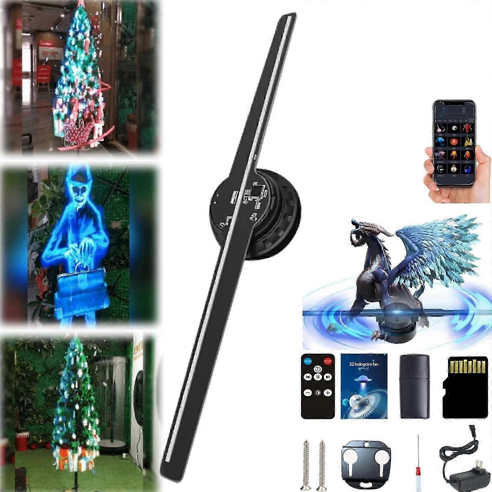 3d Hologram Led Fan Projector For Festivals And Events, Halloween Display, Christmas Tree Decor, Vivid Colors, Easy Controls