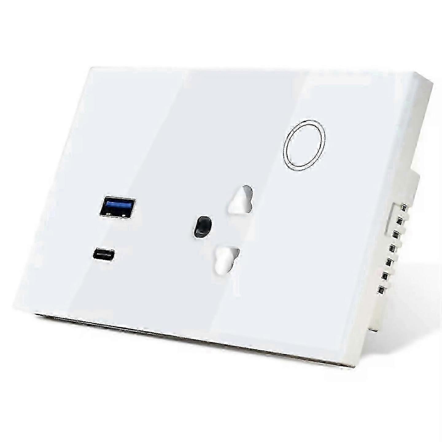 For Wifi Tuya 16a Wall Socket Usb Typec Plug Outlet Power Eu Plug White