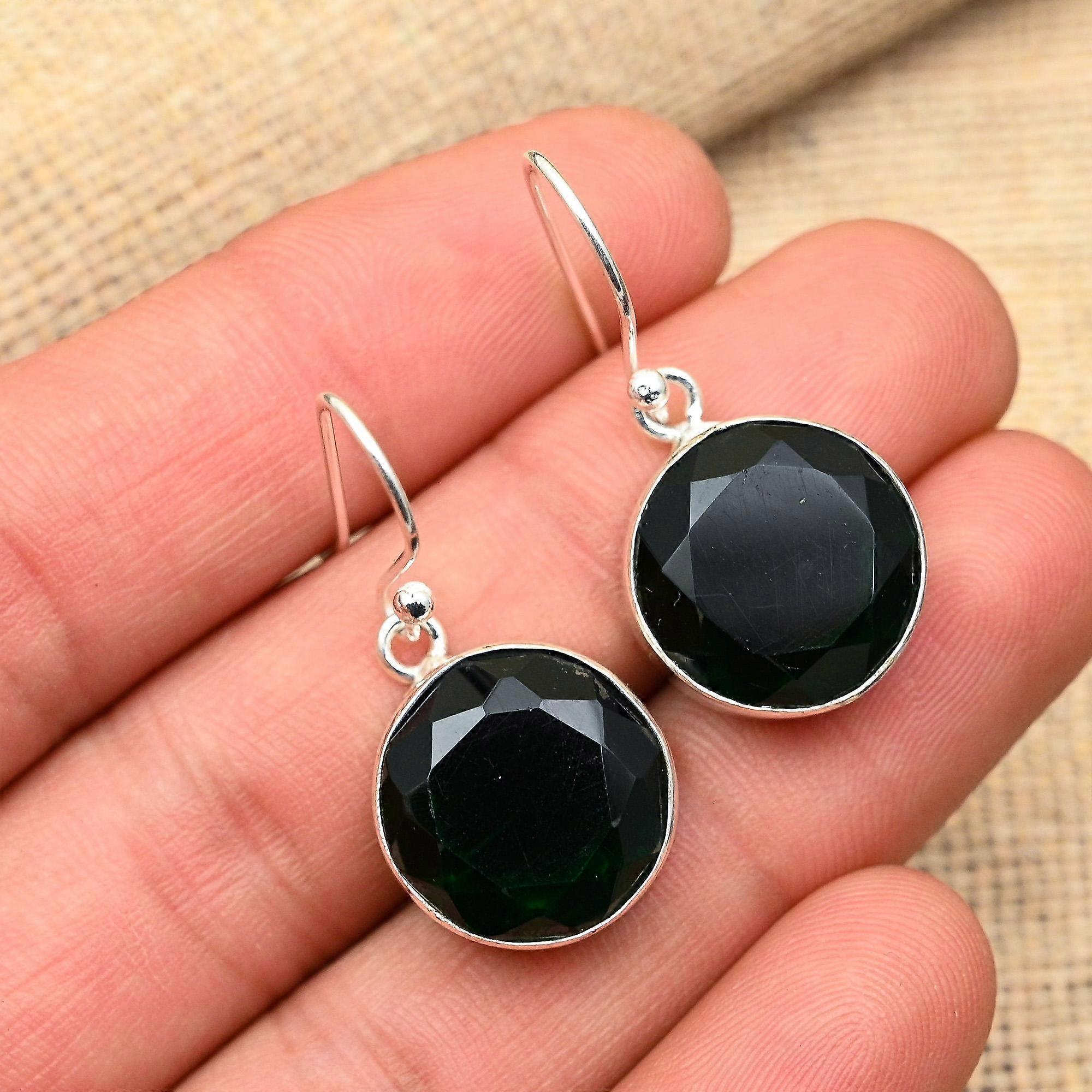 Orecchini da donna in argento sterling 925 fatti a mano con pietra preziosa di diopside di cromo