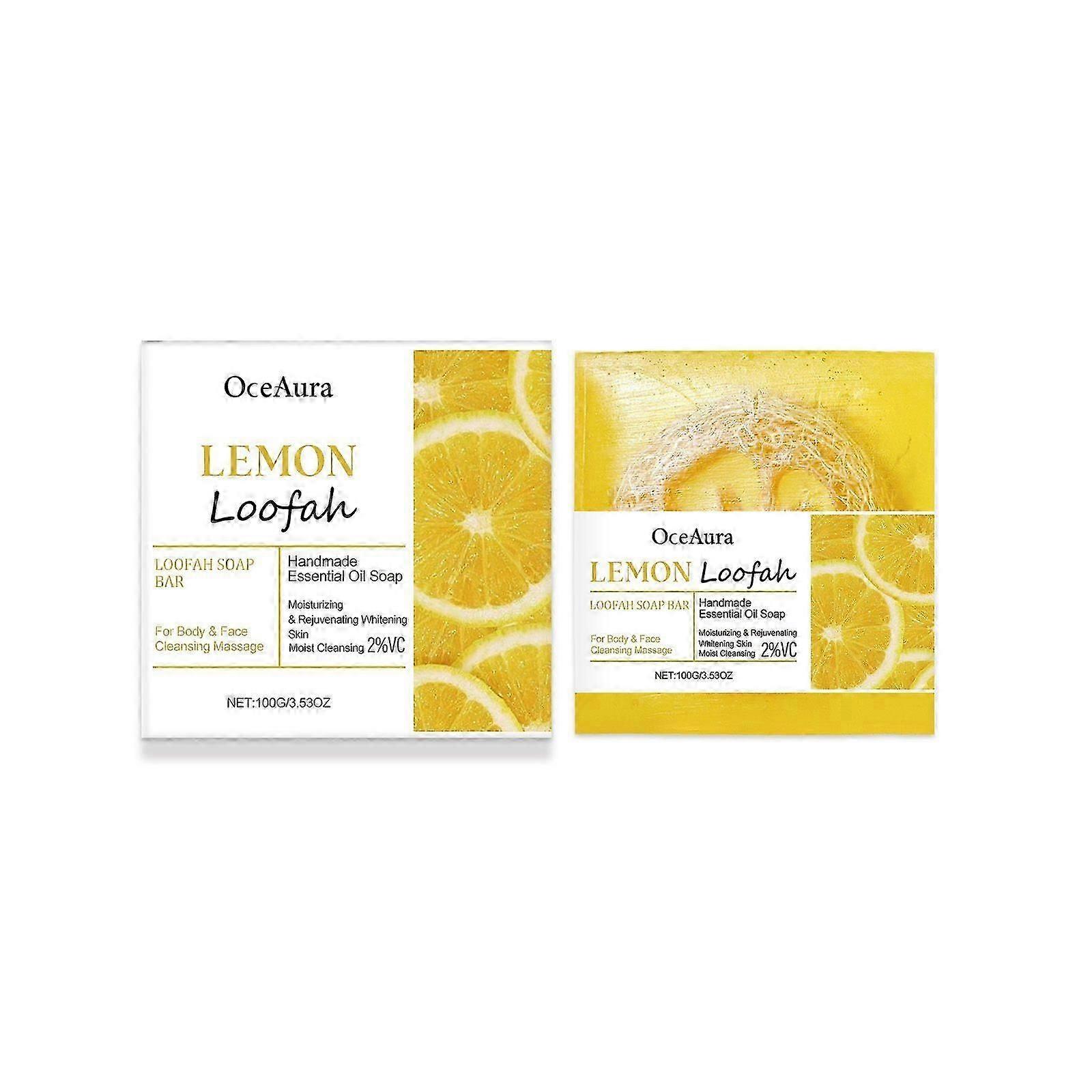 Oceaura Lemon Loofah Bath Soap Lemon Soap Is A Gentle, Cleansing, Oil-Control And Refreshing Facial Bath Soap