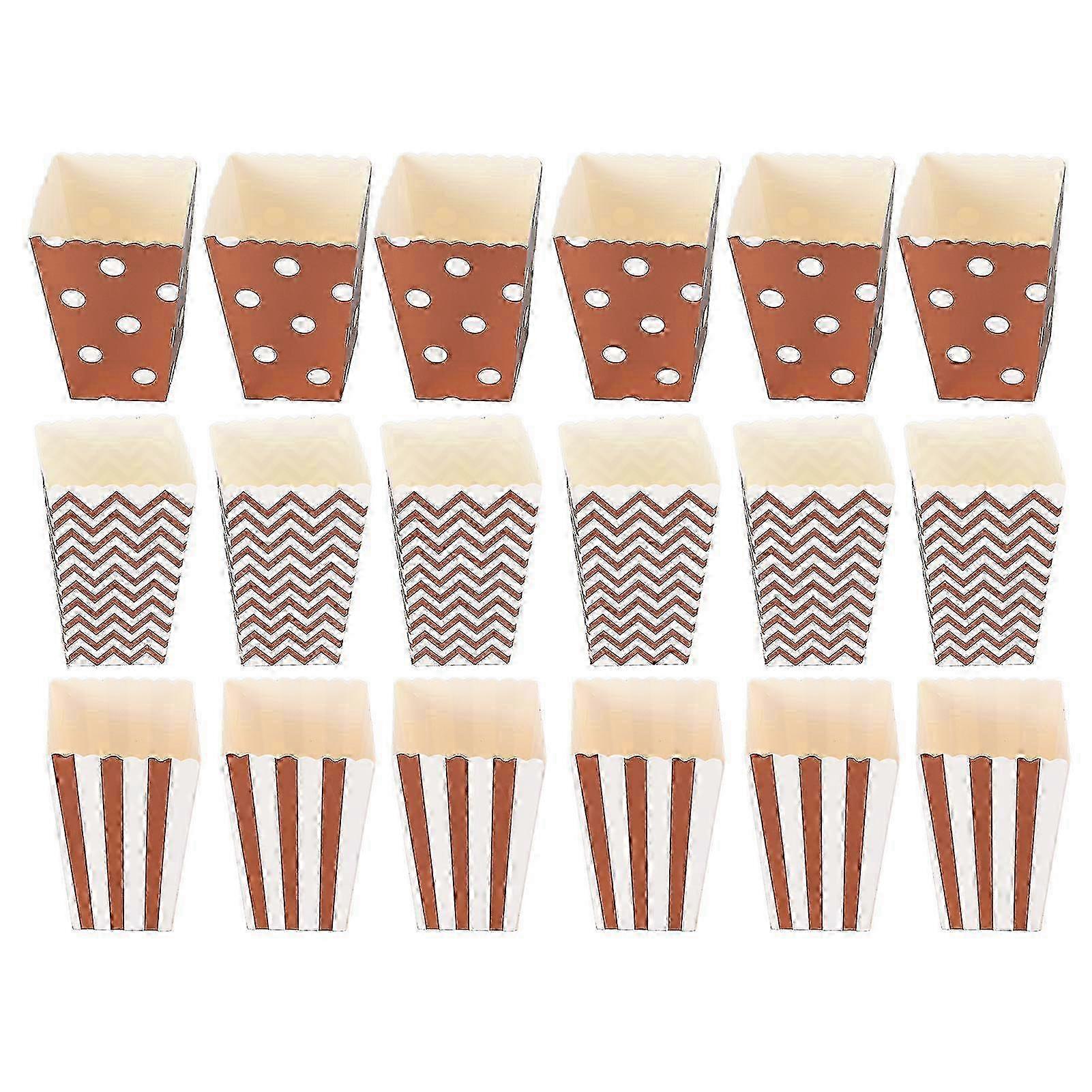 18pcs Popcorn Boxes Stripe Dots Wavy Pattern Safe Non‑Toxic Paper Container for Party