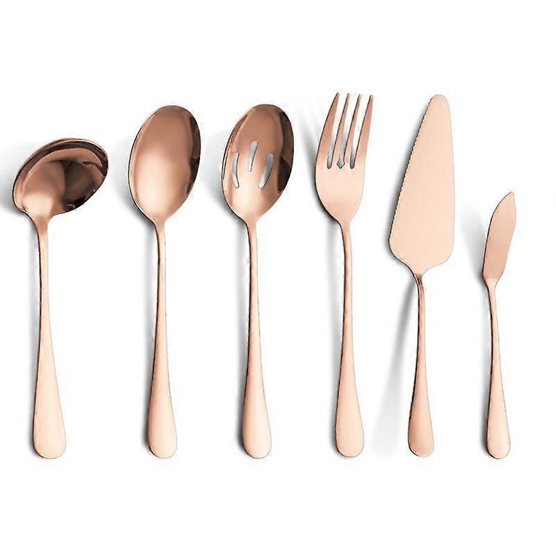 Luxora 6PCS Serving Flatware Set, Serving Utensil,Cake Server, Slotted Serving Spoon