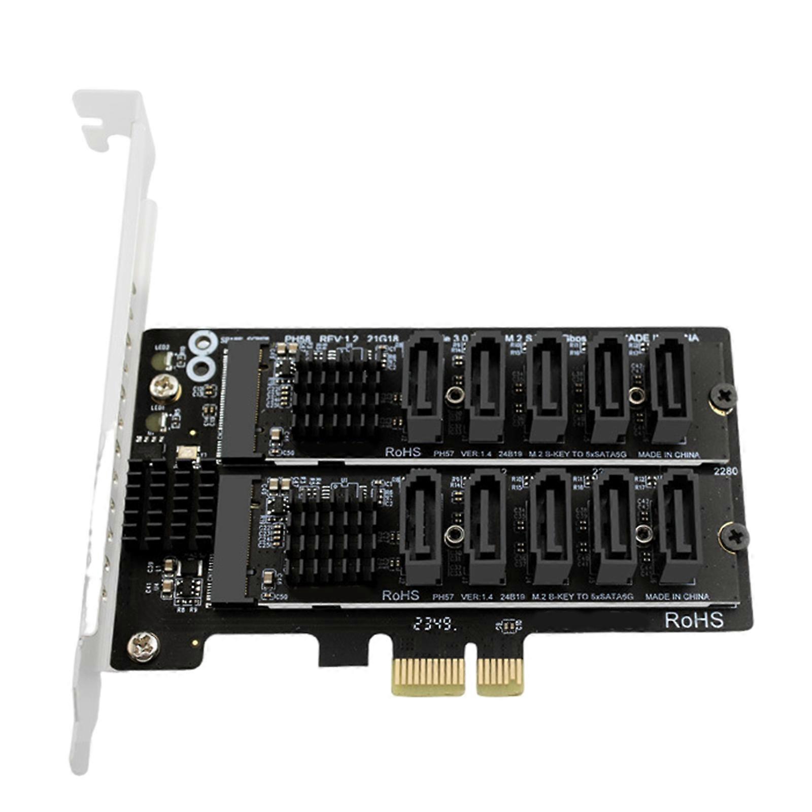 M.2 10 Port PCIe Adapter Card Rapid 6Gbps Transmission Space Saving Design For PC Builds Multicolor
