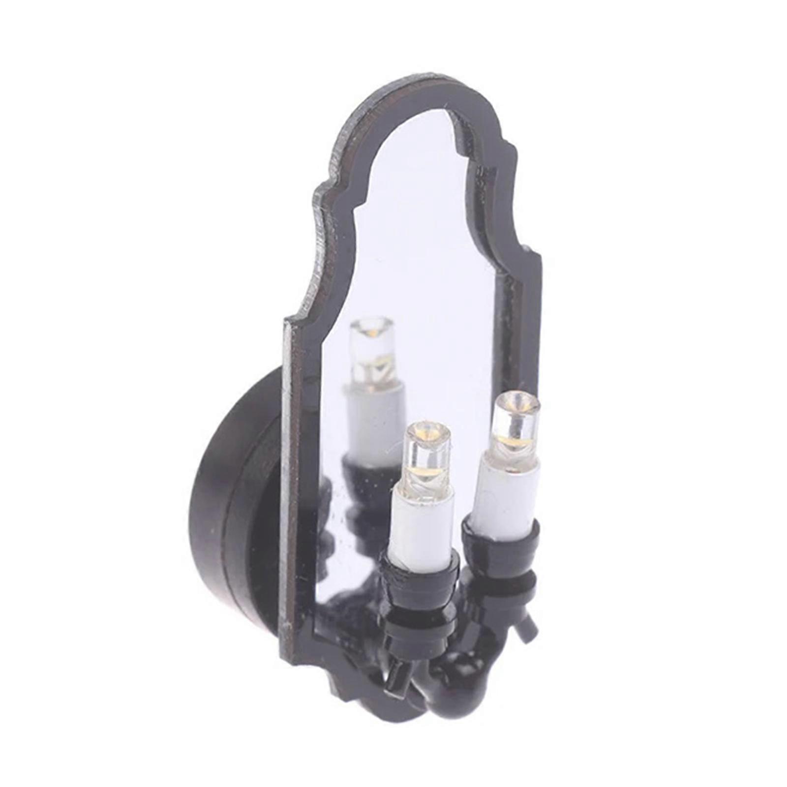 Dollhouses LED Wall Sconce with Two Head Lamp 1/12 Scale Miniature Wall Lamp for Garden Scene Displaying Decorations Multicolor