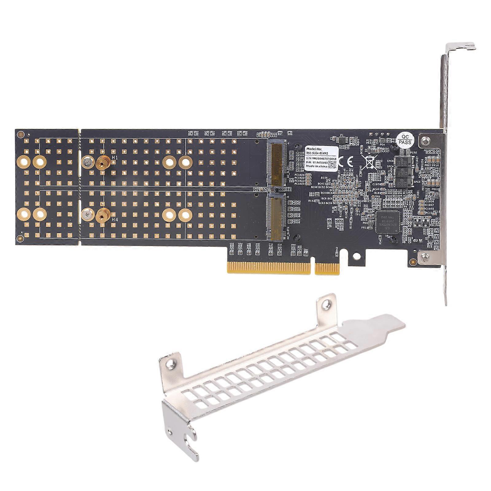 PCIe3.0 NVMe Expansion Card For Four SSDs Setups No BIOS Configuration Required Active Fan Cooling Universal Mounting Multicolor