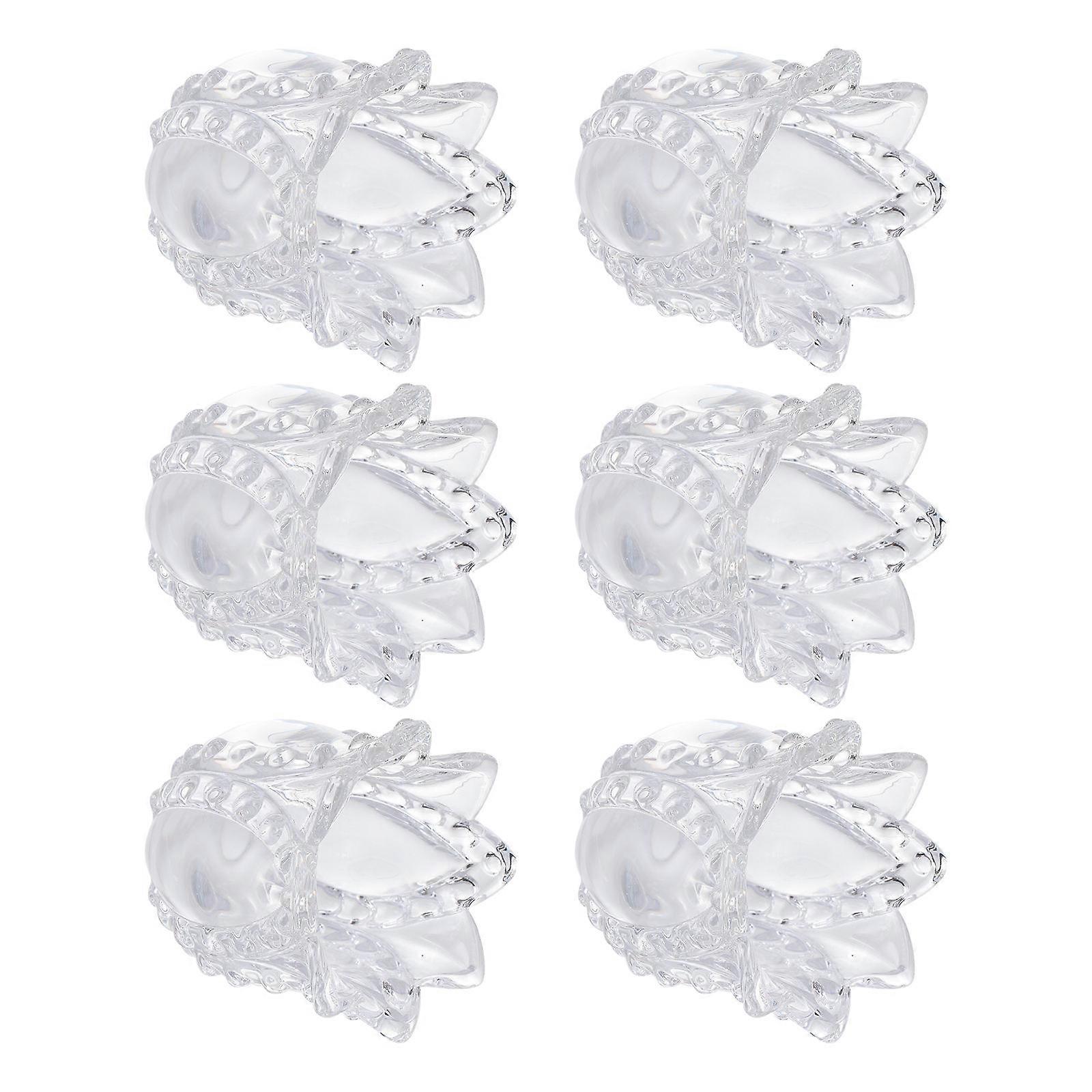 Flower Crystal Holder Candle Cup Simple Structure Wedding Decor 6Pcs