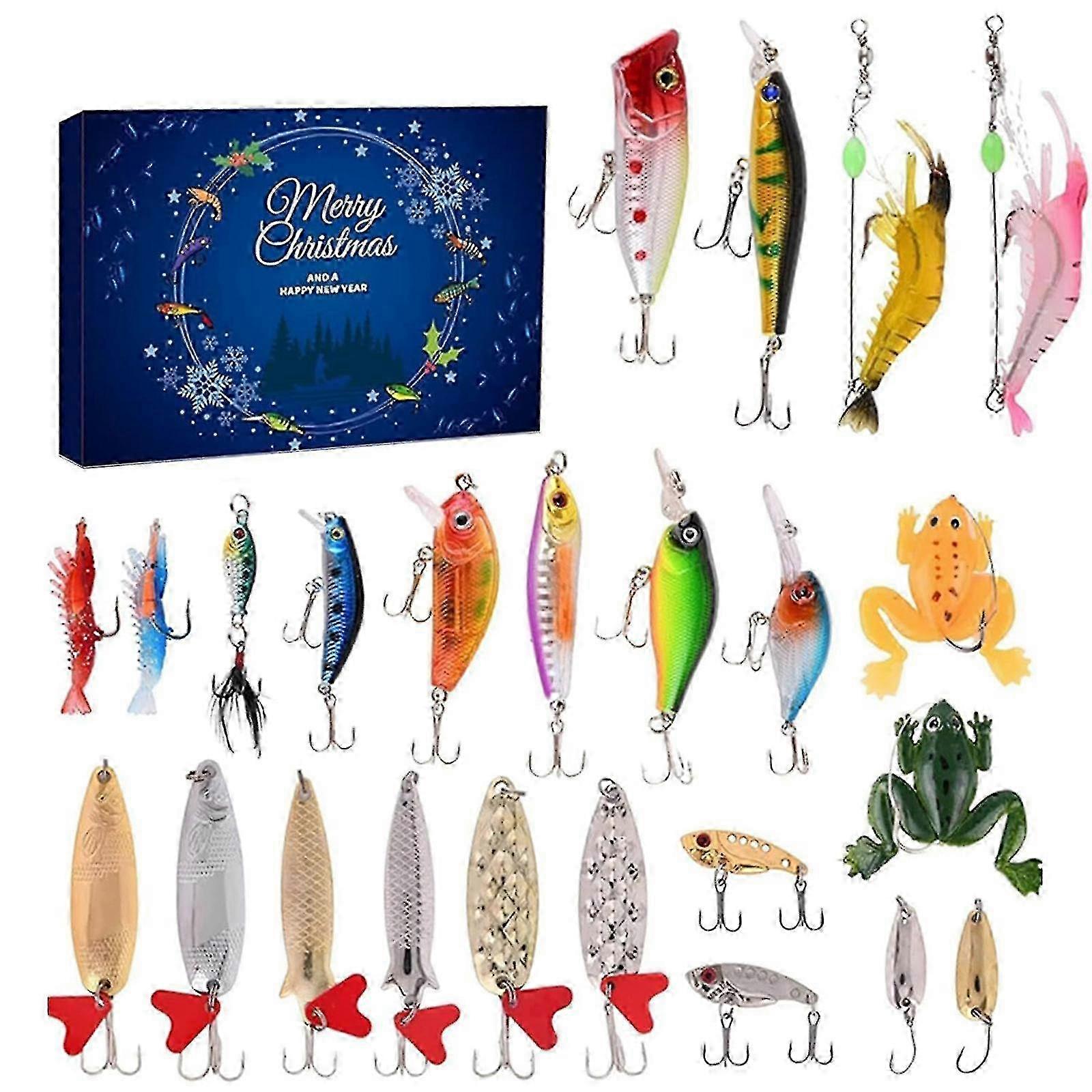 Advent Calendar for Fishing Lovers with 24 Different Lure Types