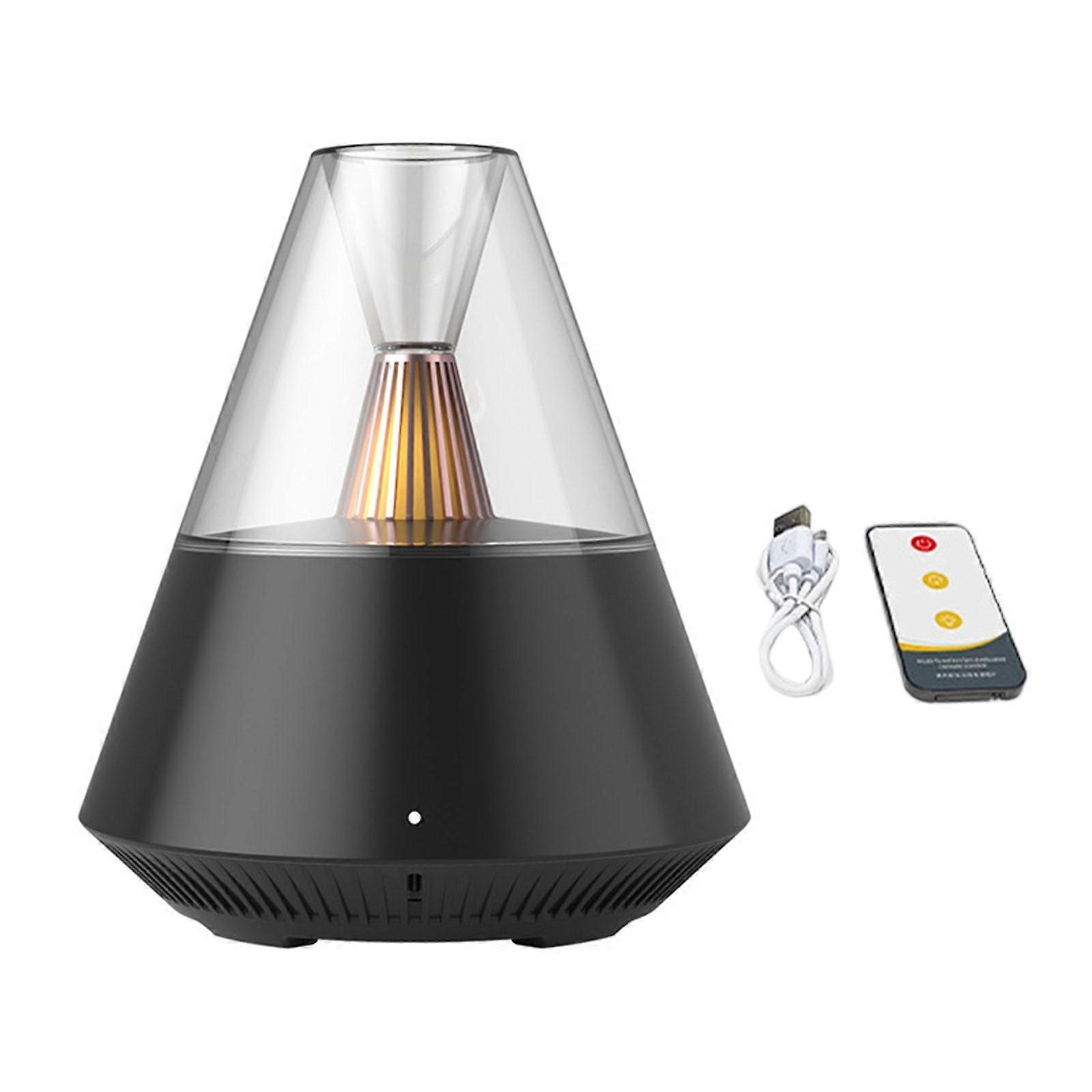 Simulated Flame Essential Oil Diffuser with LED Light Flame Aromatic Diffuser Aromatic Diffuser for Home Bedroom  Black