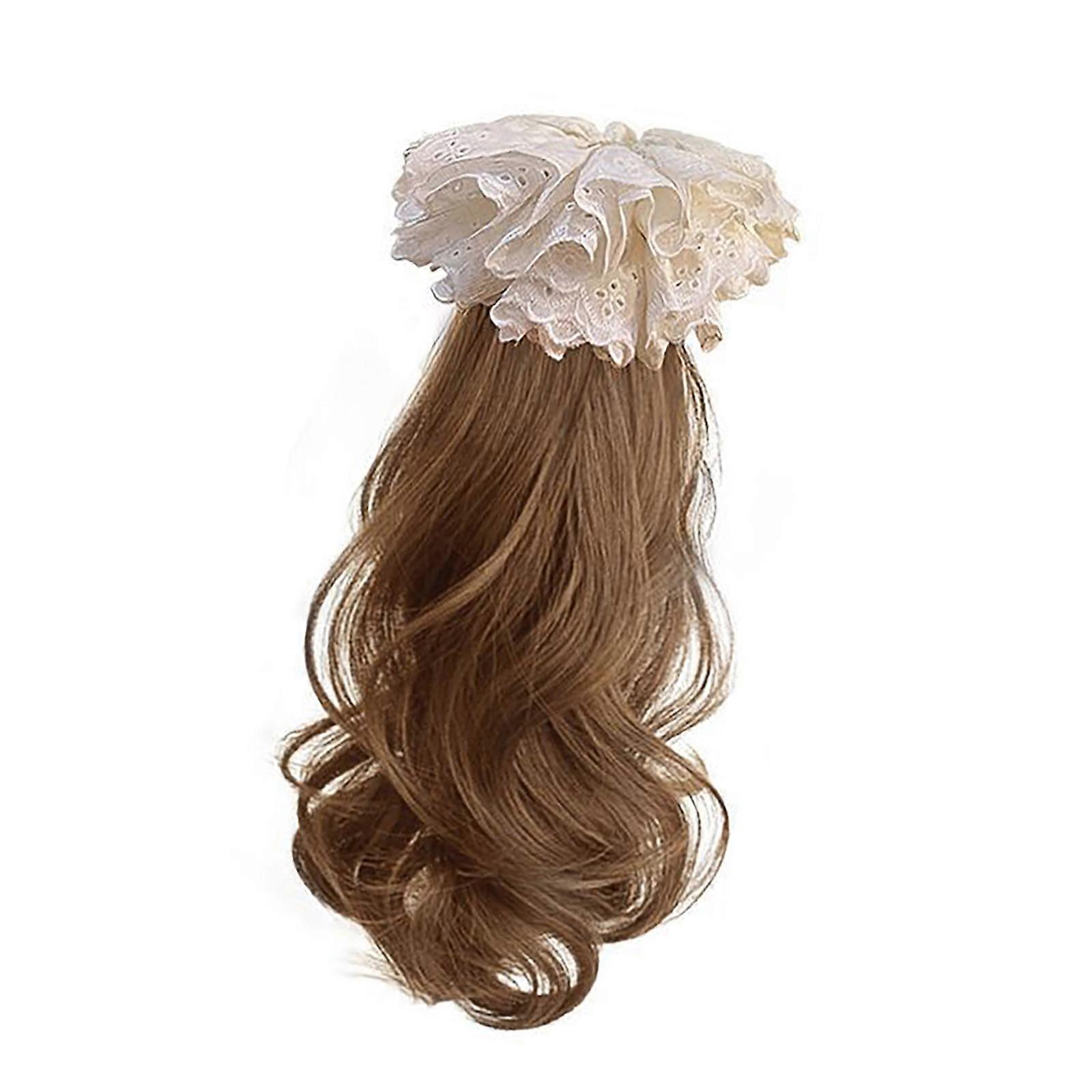 Extensions de cheveux en queue de cheval élégantes avec élastique à cheveux à clip pour festival de musique Extensions de cheveux bouclés Griffe Brun Noir Queue de cheval marron clair