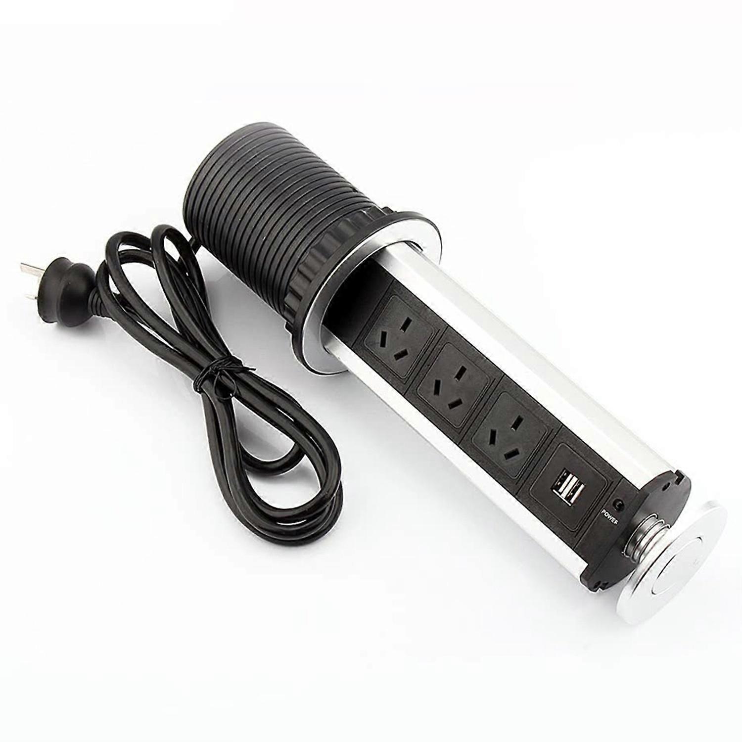 2 USB+4 Plug Outlet Socket Pull Charger Home Kitchen Worktop