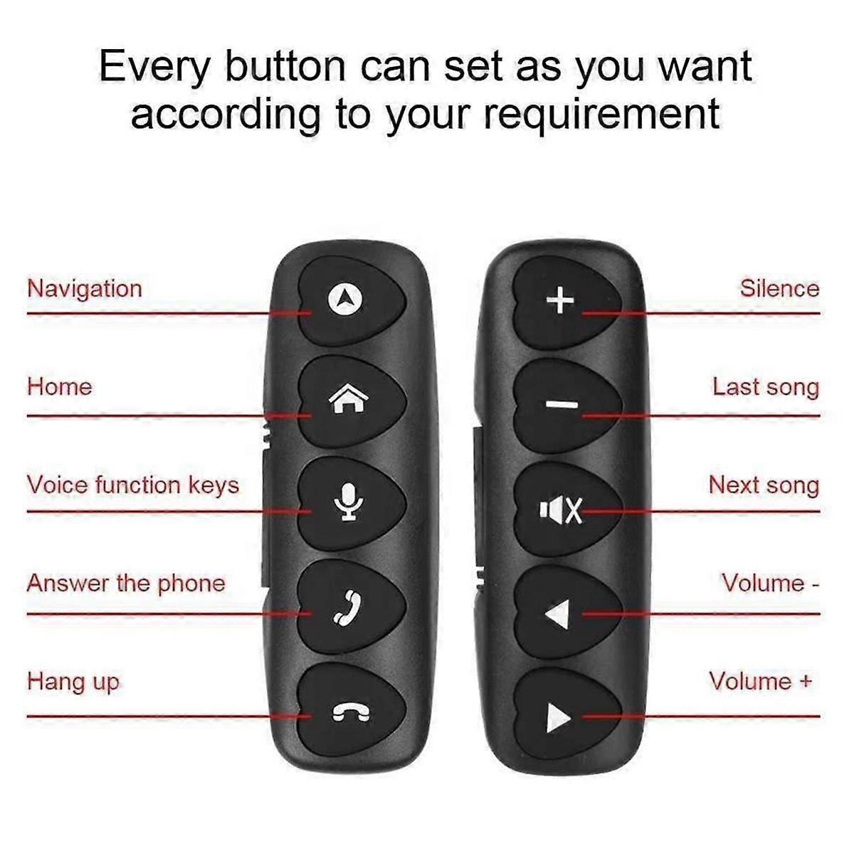 Wireless Steering Wheel Remote Control for Car - 10 Keys