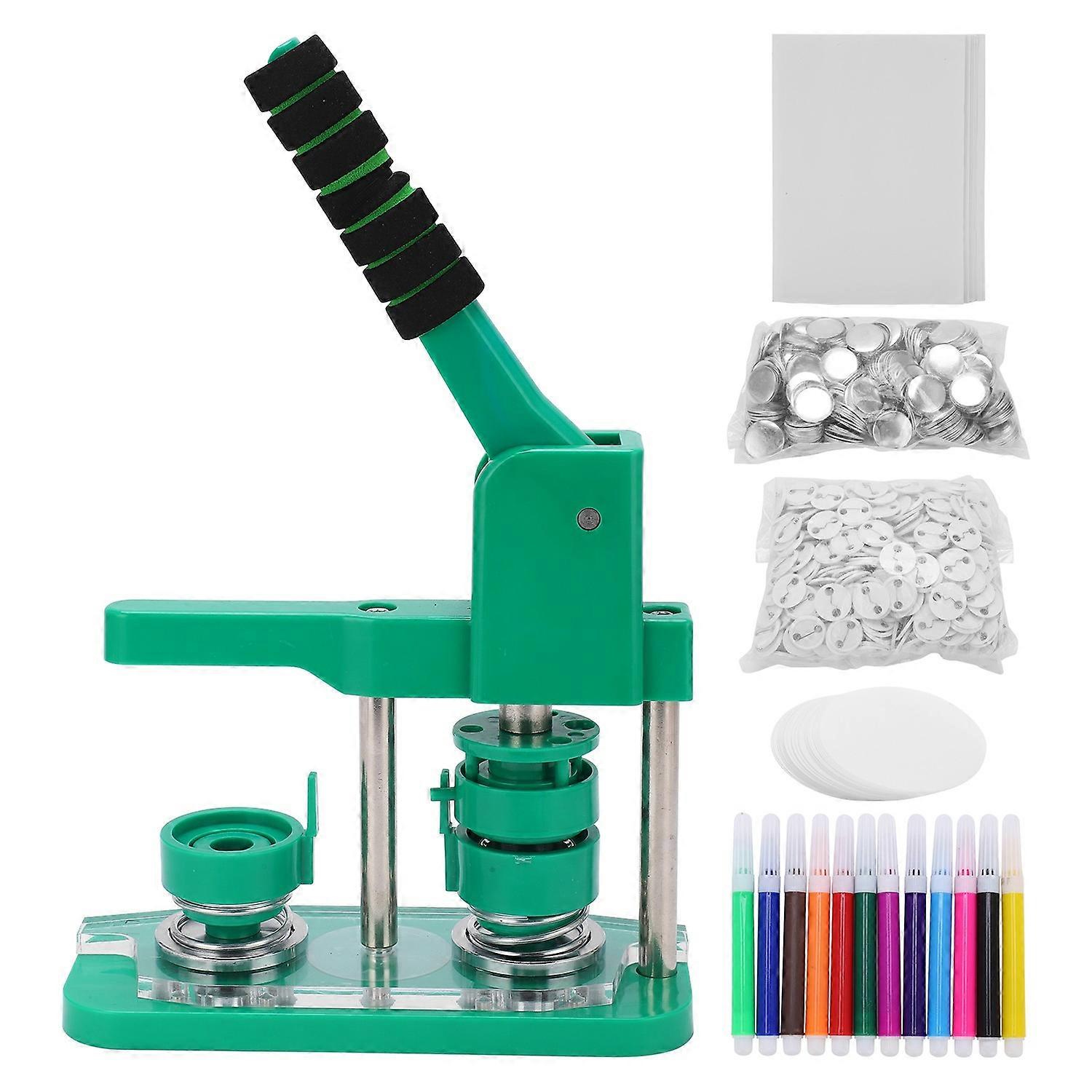 Button Maker Machine Unique Design 32mm Easy Install Plastic Iron Green Pin Maker for Child