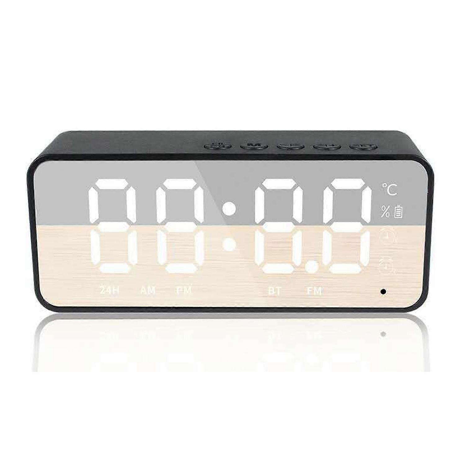 Bluetooth Speaker Alarm Clock Multifunction Electric Alarm Clocks Mirror Surface with Dual Alarms fo