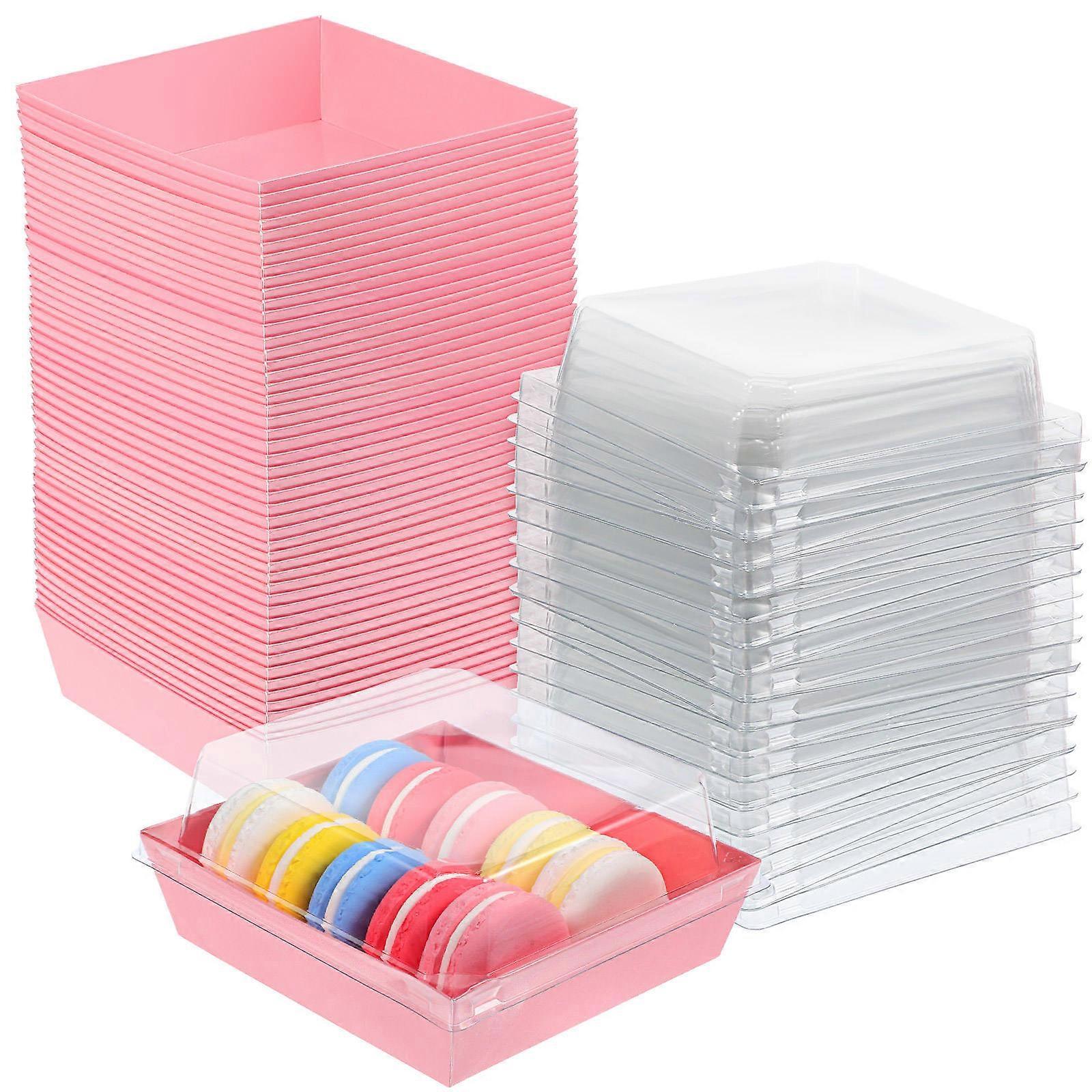 Cake Boxes for Cake Use with Lids 50Pcs Plastic and Paper Containers