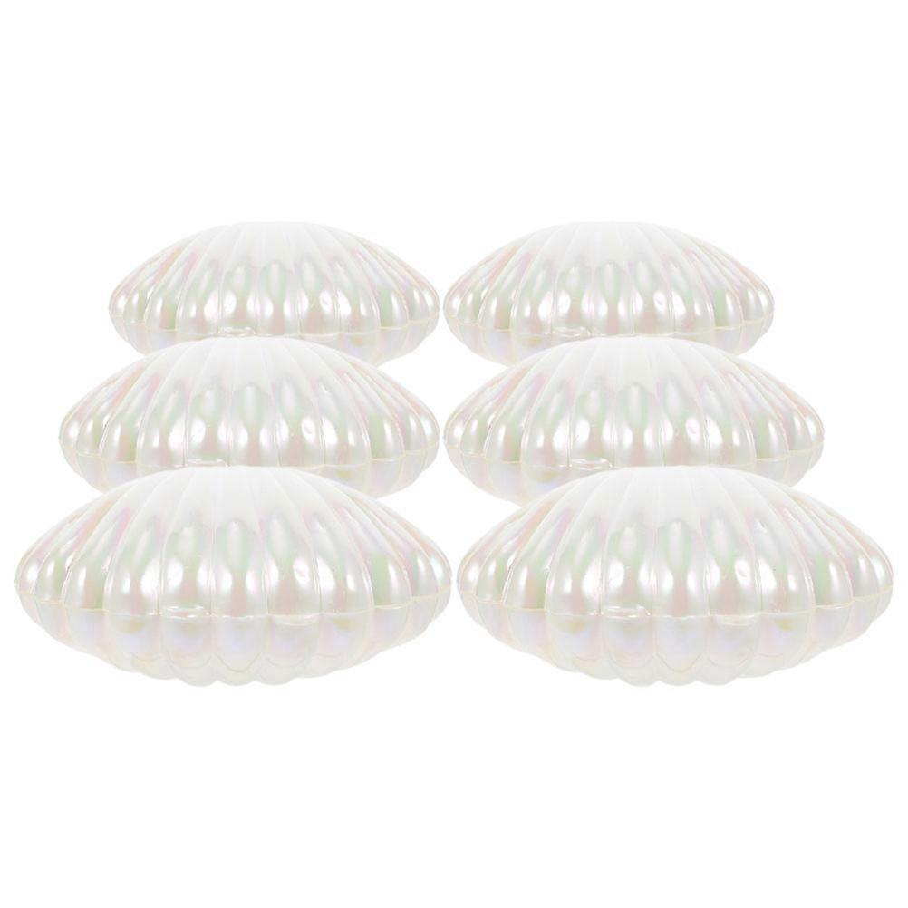 Iridescent Seashell Candy Boxes for Treat Storage 6Pcs White PP Material