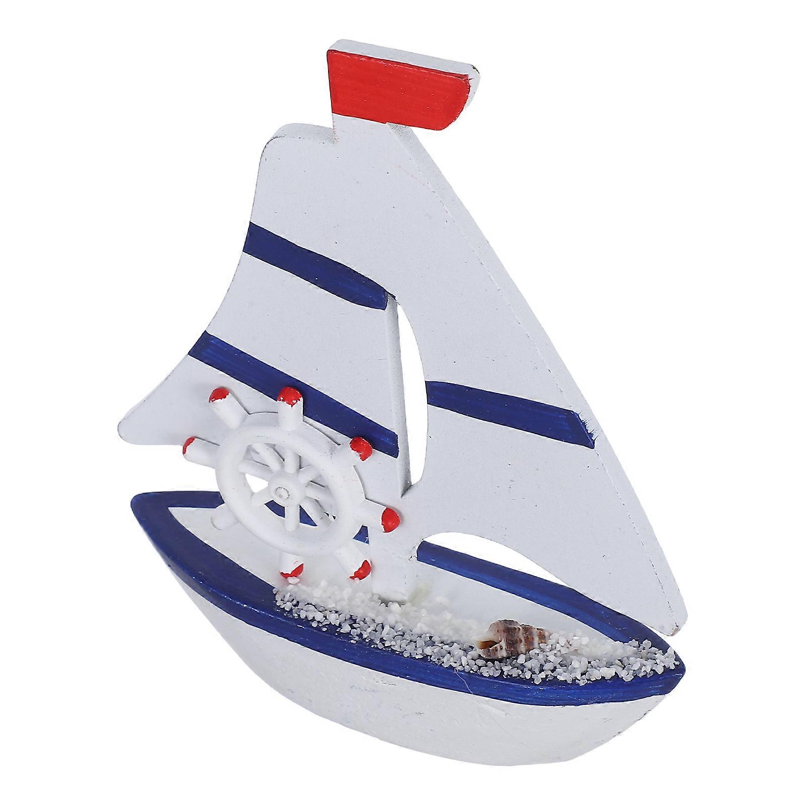 Mini Wood Nautical Sailboat Model for Decor Decorative