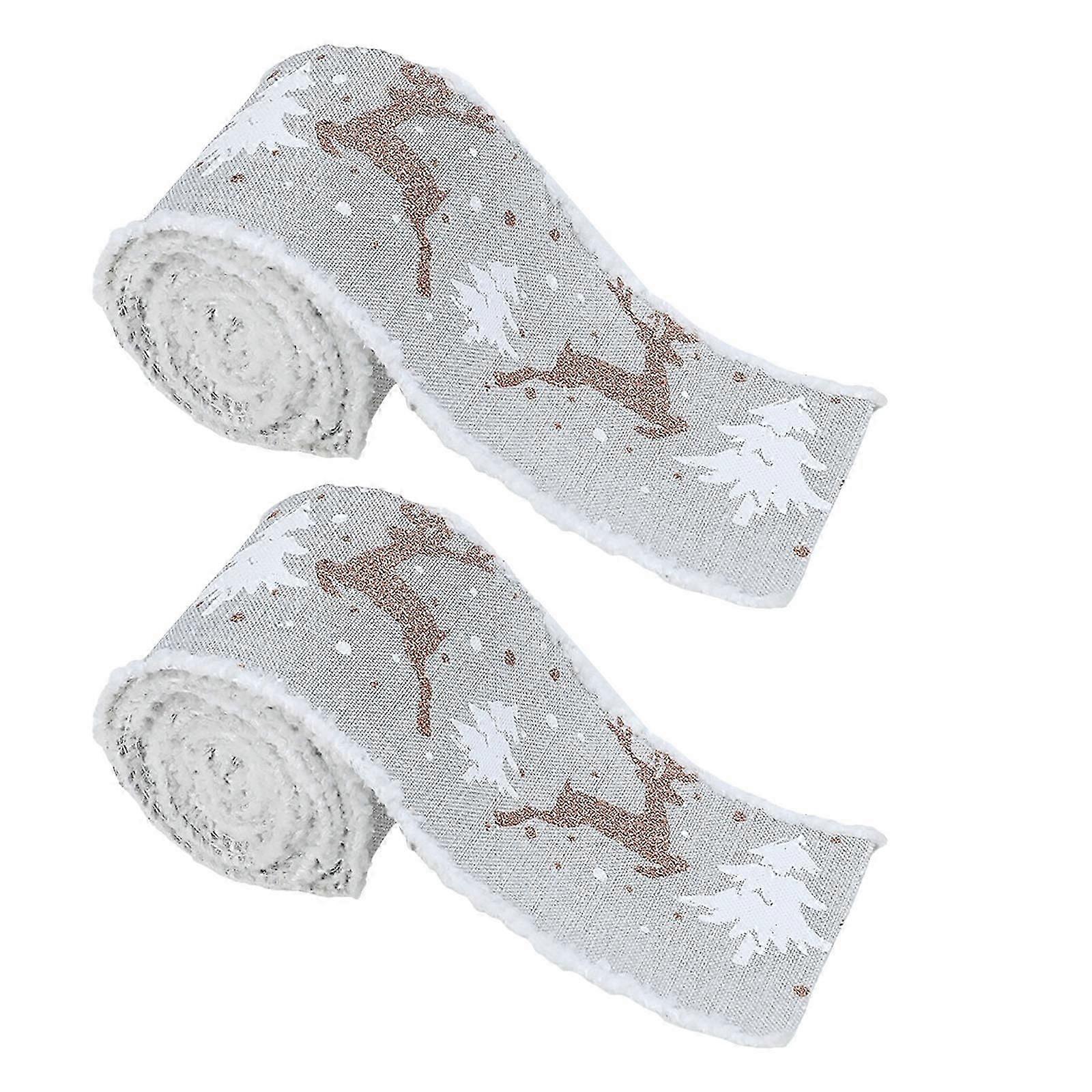 Tear Resistant Frayed Edges Craft Ribbon Feature Reindeer Motifs Ideal For Seasonal Wrapping Solution