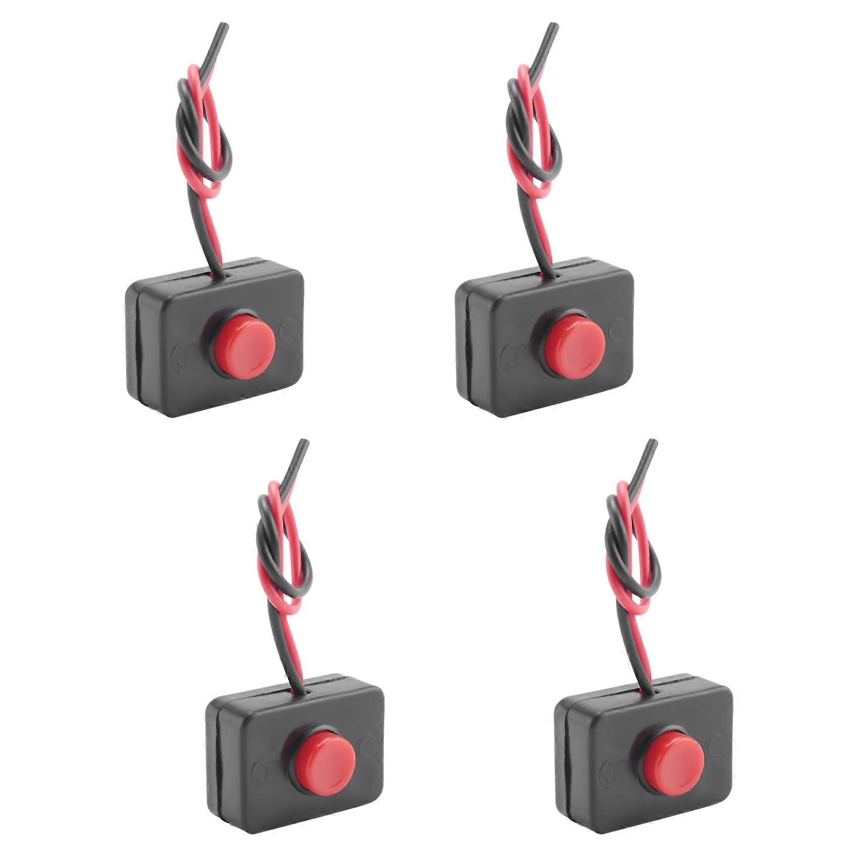 4X DC 12V2A Adhesive Base Push Button Momentarily Action Wired Switch for Automobiles