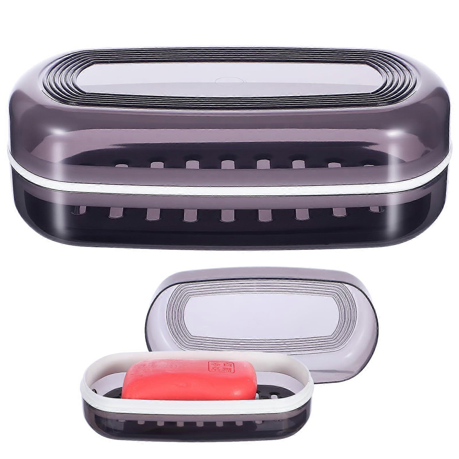 Shampoo Bar Holder with Drainage, Travel Soap Case for Two Shampoo & Conditioner Bars, Black