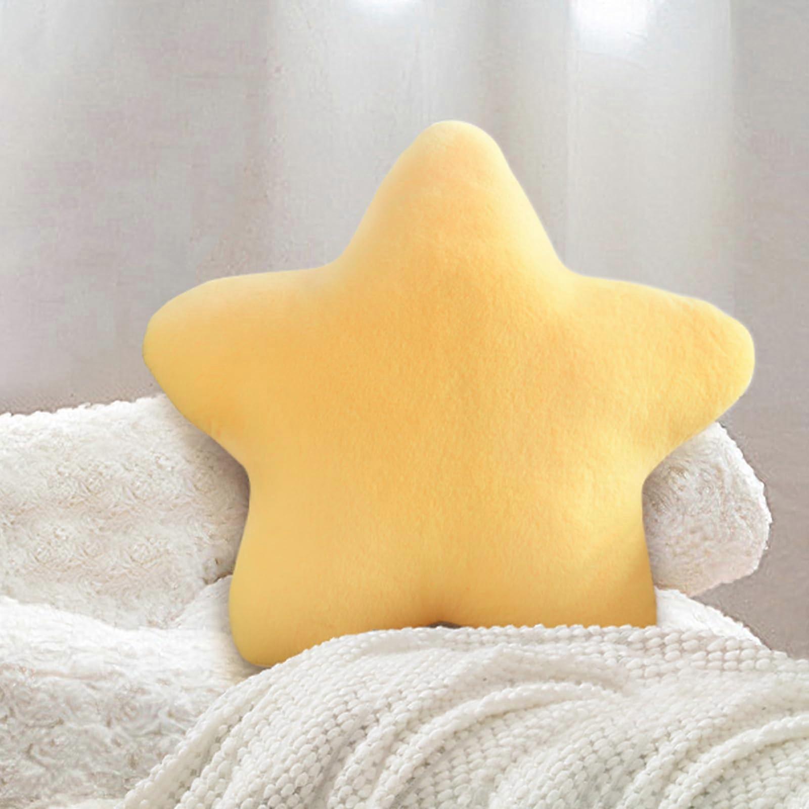Yellow Star Throw Pillow Soft Plush Cushion for Bedroom and Sofa Charming Decorative Home Accent