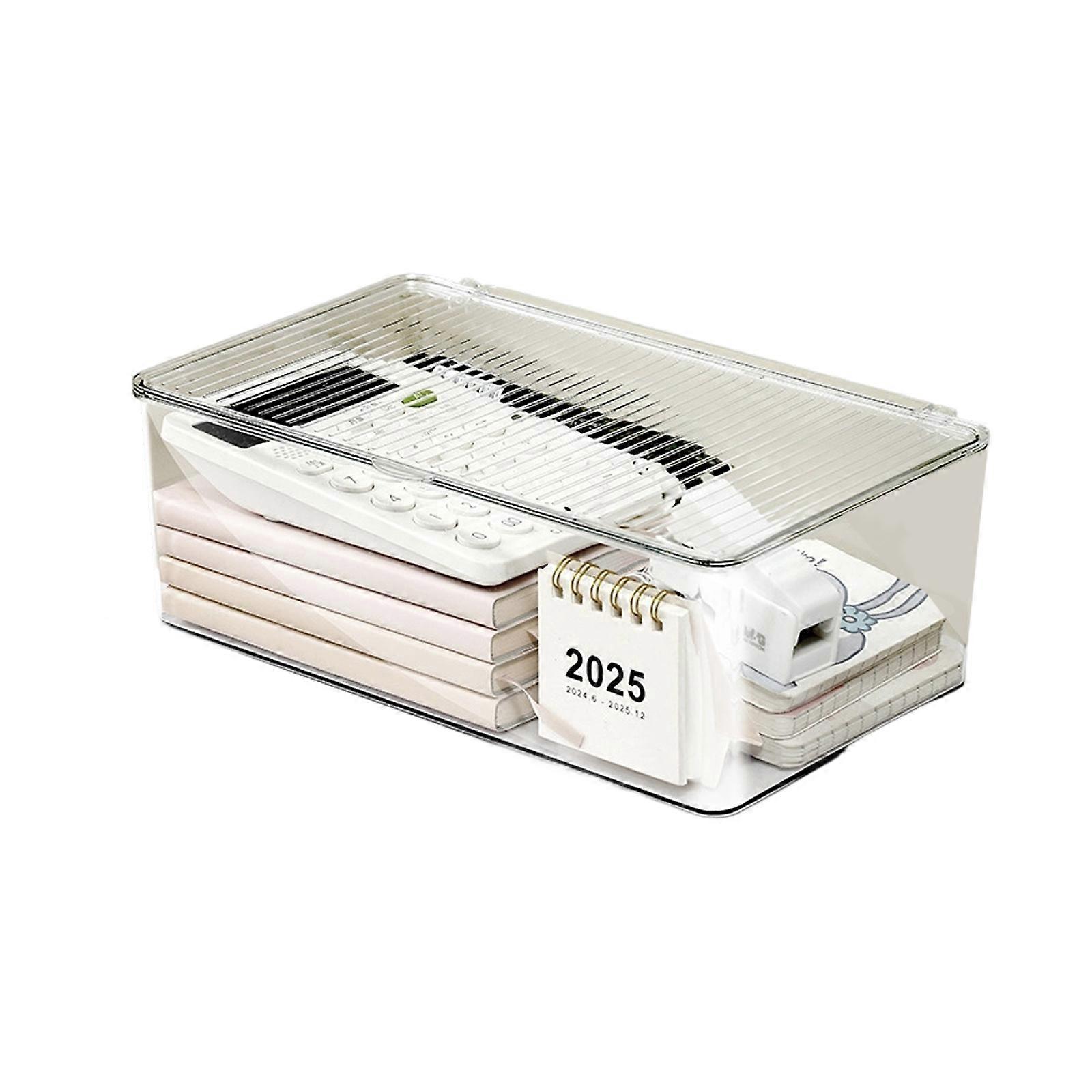 Space Saving Transparent Acrylic Flips Top Desktop Box Stackable Storage Organiser for Office Supplies Book Document  Mediu