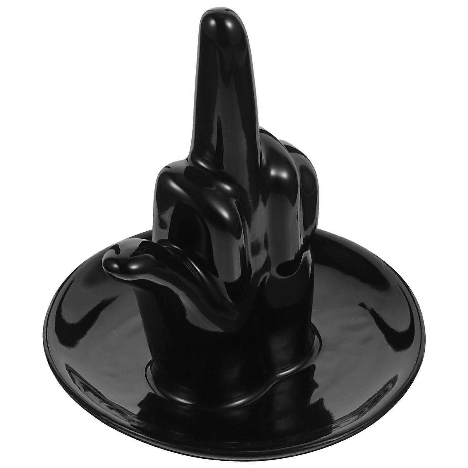 Black Ceramic Jewelry Tray for Storage Use Hand Modeling 5Pcs Set