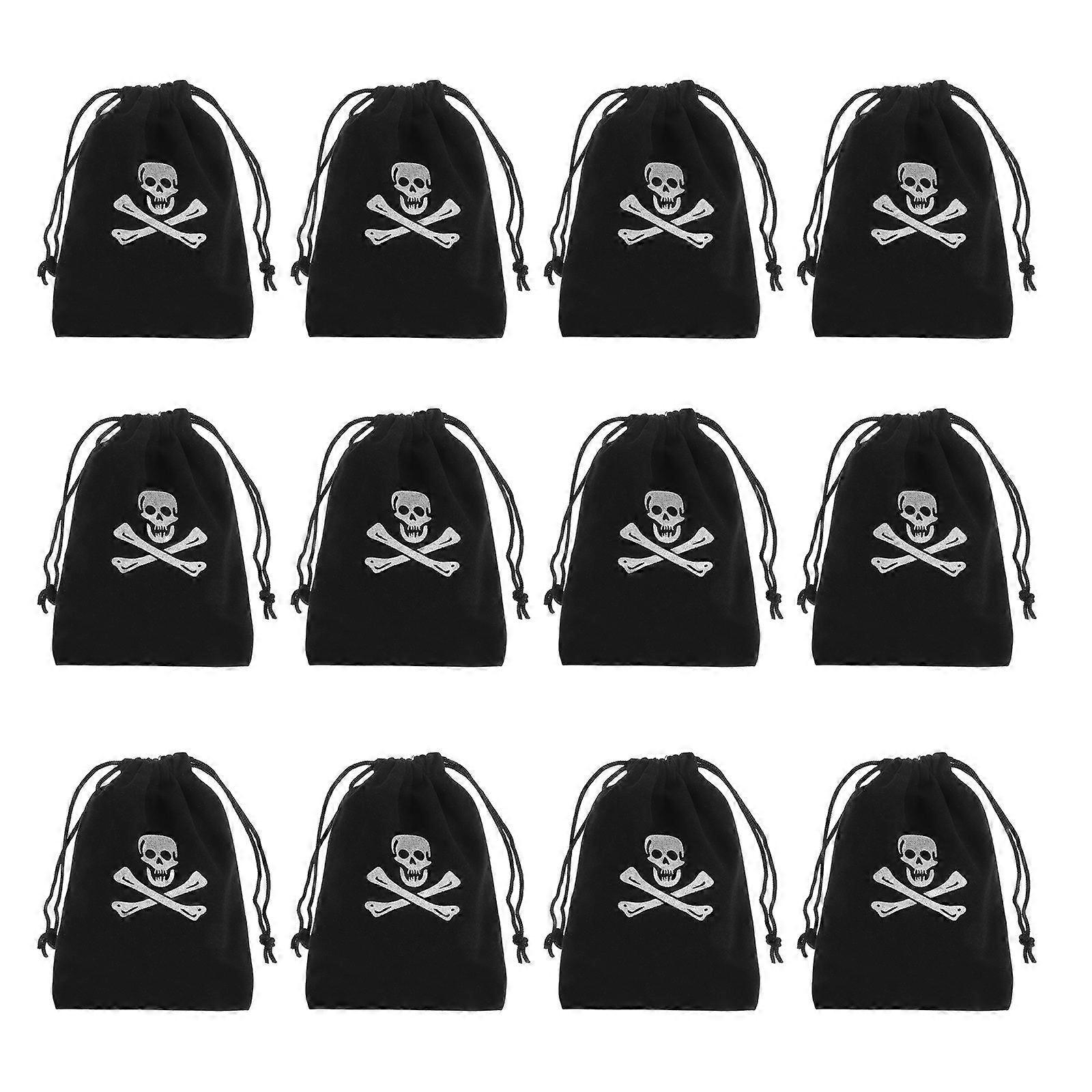 Halloween Skull Coin Bag Drawstring Bag for Storage 12Pcs Pack