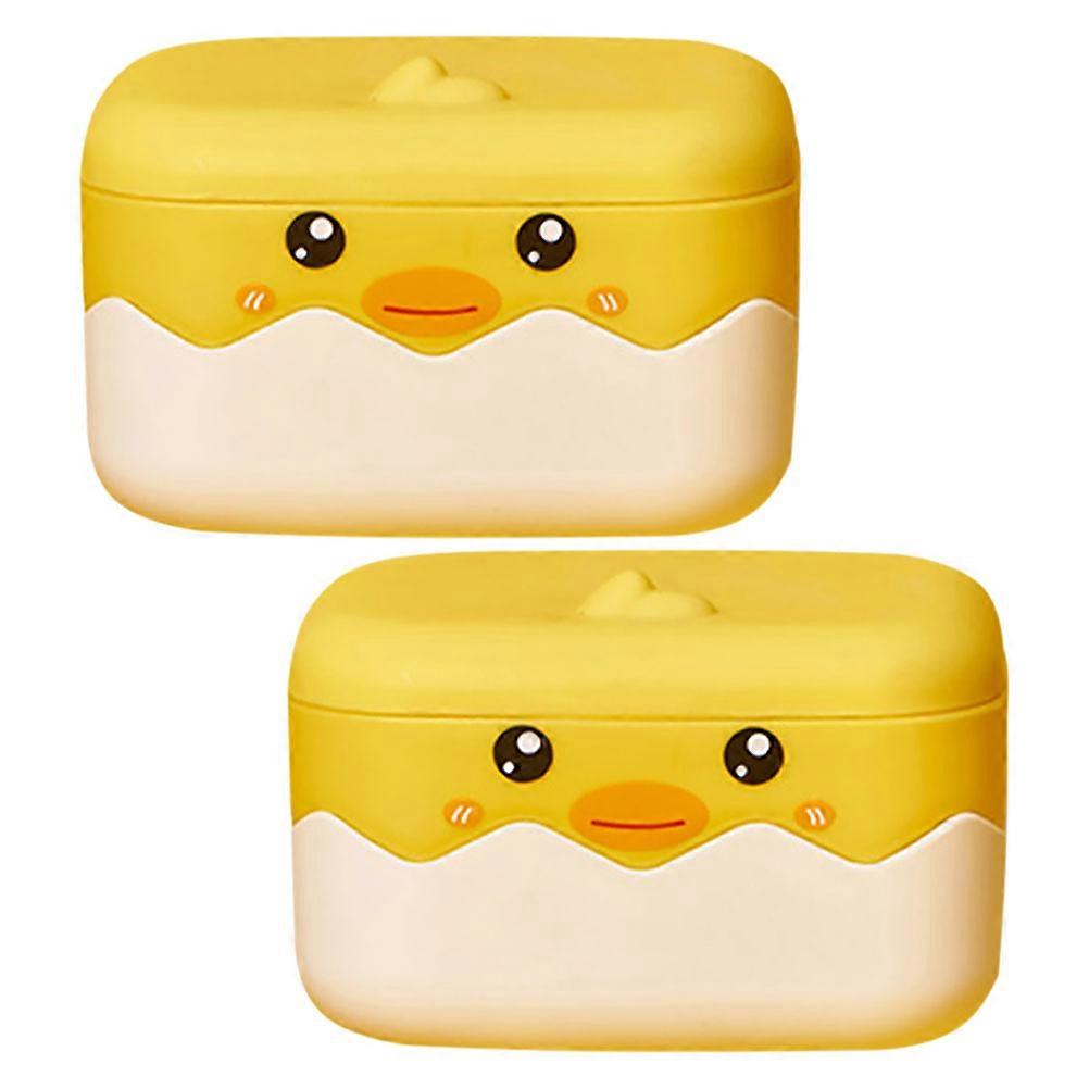 Cute Soap Dish Bar Soap Holder with Lid for Daily Use 2Pcs Set