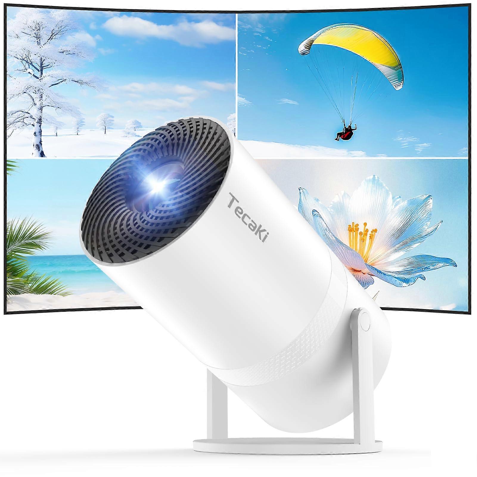 Mini Portable Projector 1080P HD with Auto Keystone Correction, TwoWay Bluetooth 5.2, 180° Rotatable Mount (White2)
