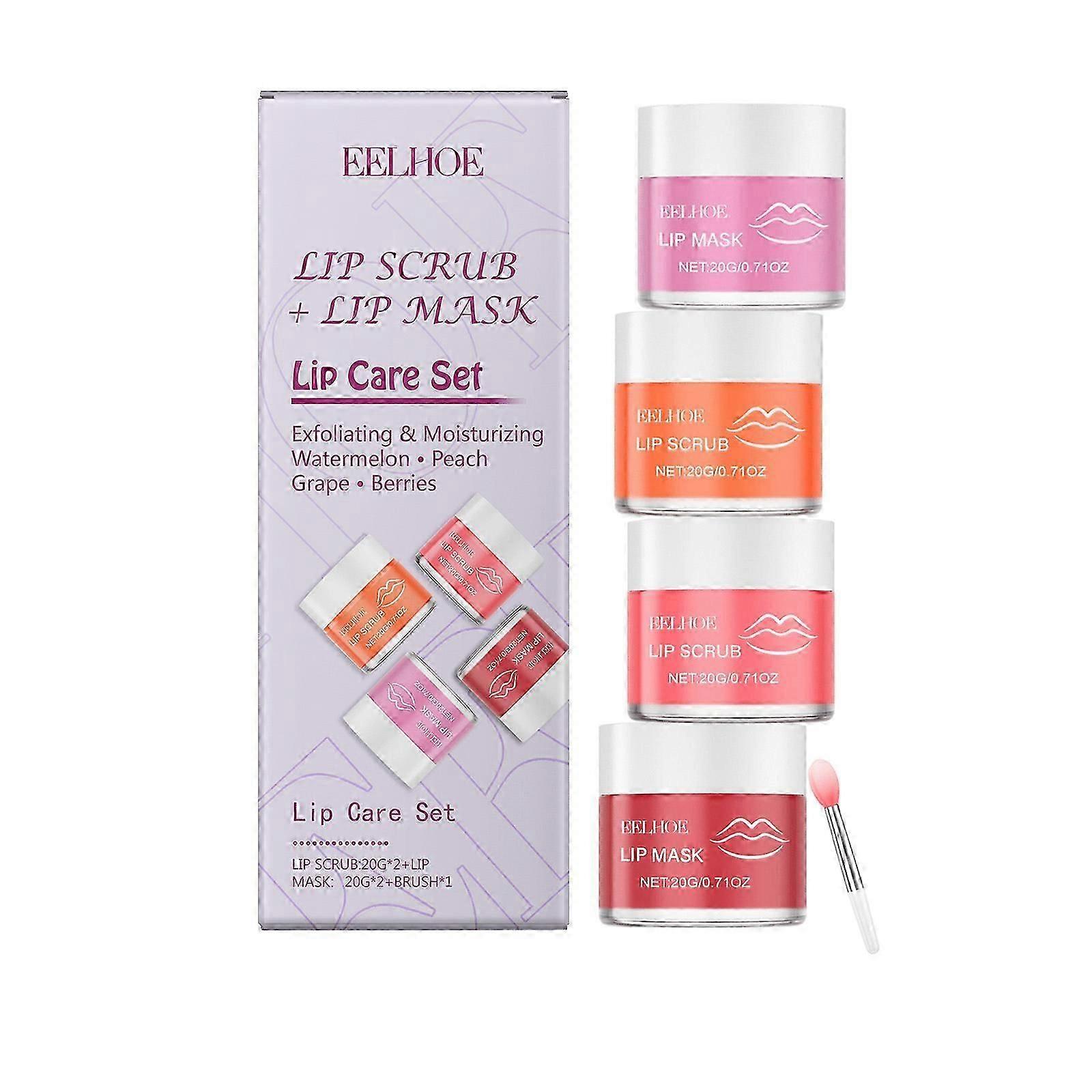 Nourishing Lip Care Set with Watermelon, Peach & Grape Exfoliants  Deep Hydrating, Gentle Scrubs & Masks for Soft, Plump, Rejuvenated Lips