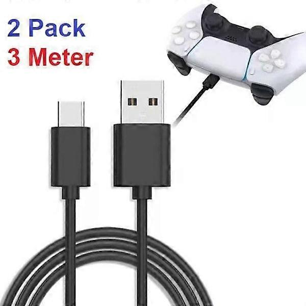 2-Pack 3M PS5 / Playstation 5 Charging Cable For Controller Black