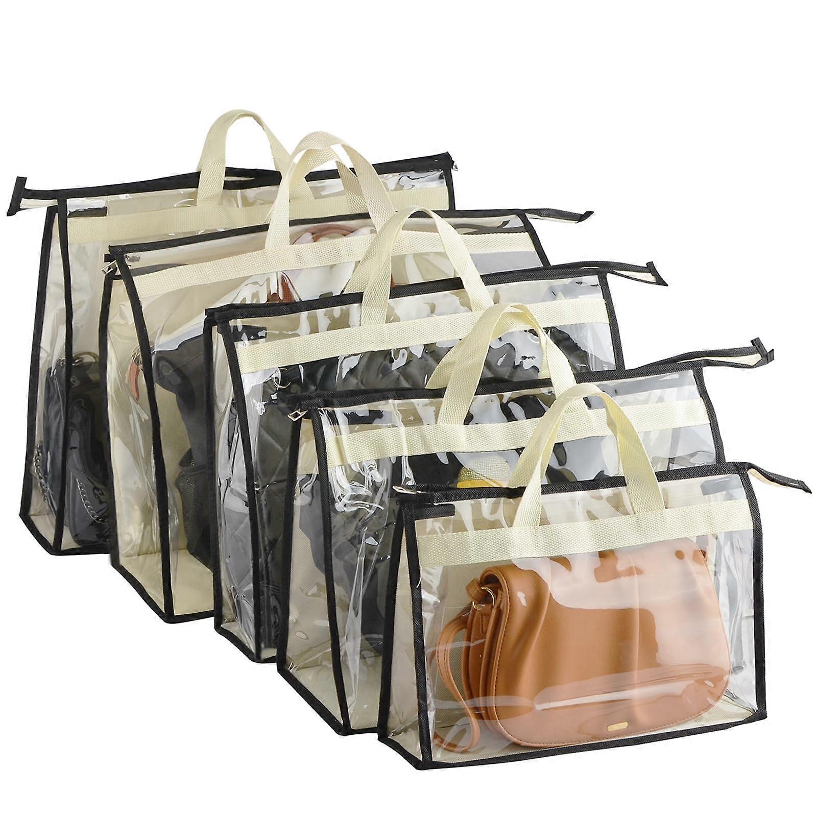 Handbag Organizer with Zipper, Transparent Dustproof Hanging Closet Storage Bag for Wardrobe 5 Pack