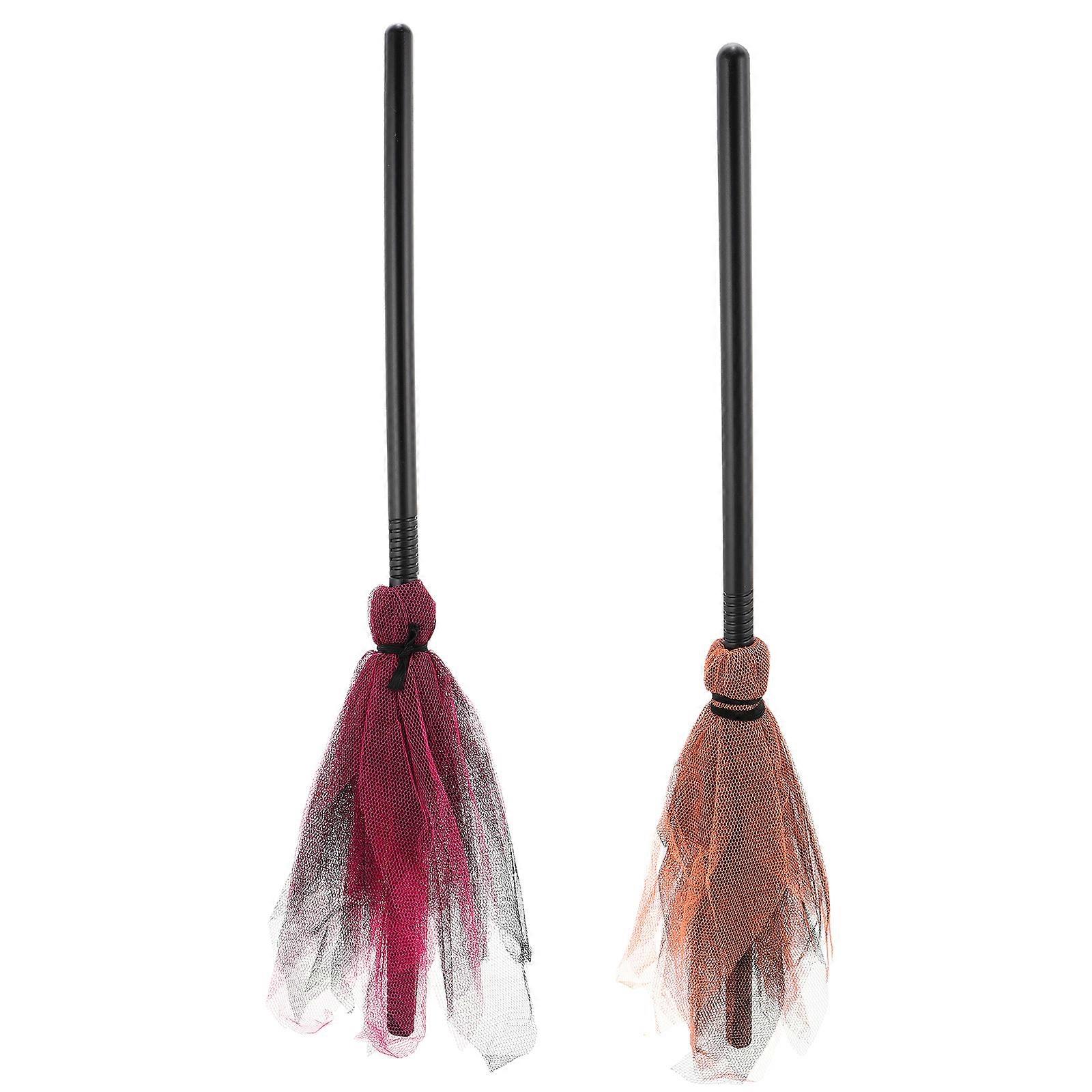 Broom Decoration Halloween Witch Broom for Decor 2Pcs