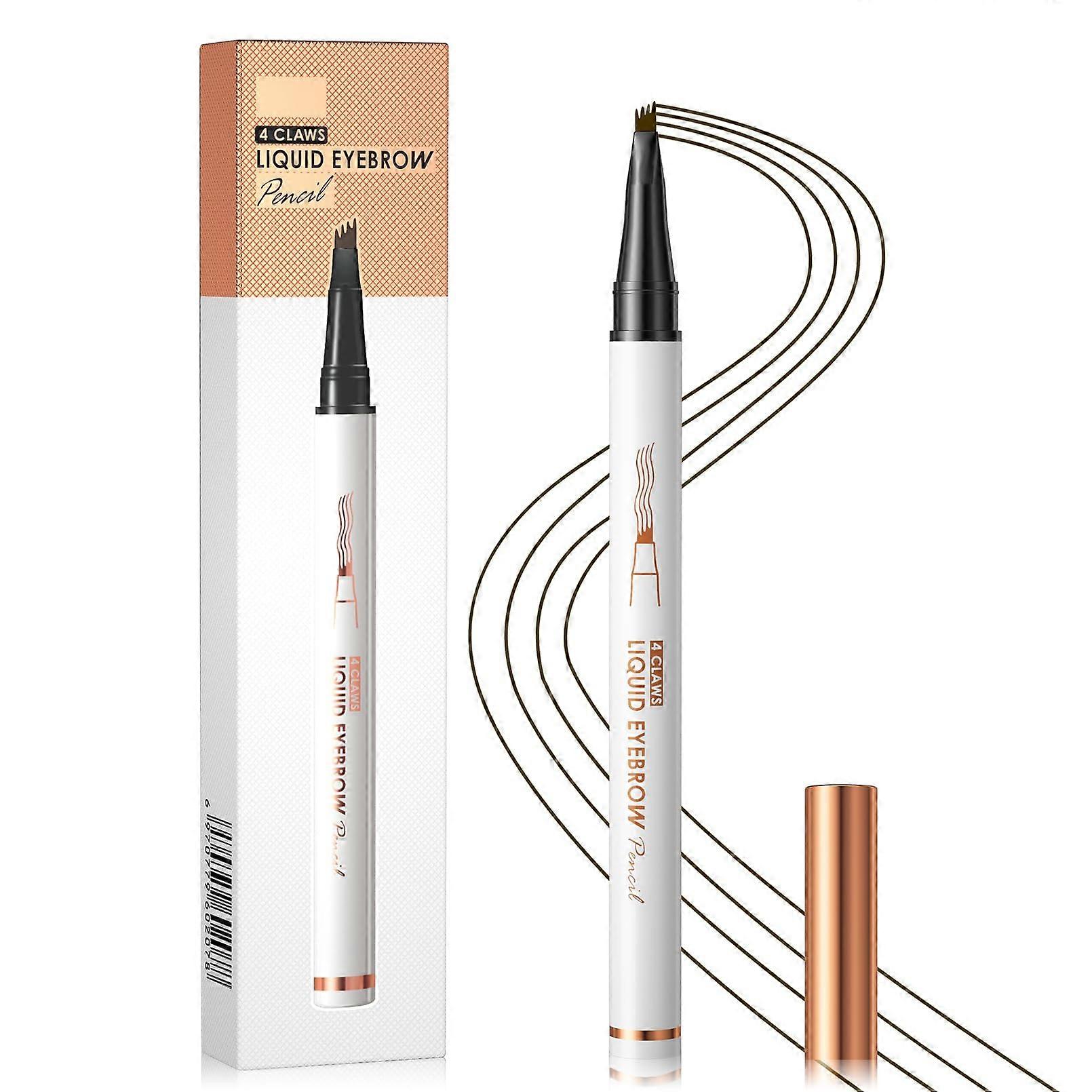 Microblading Eyebrow Pen Dark Brown 4 Fork Tip Waterproof Smudge Proof Natural 3D Strokes