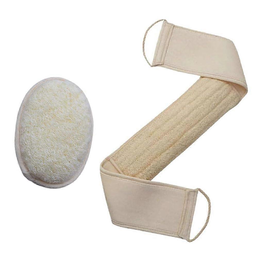 Natural Loofah Back Scrubber Set with DualSided Exfoliation and Full Back Coverage, 2 Pack