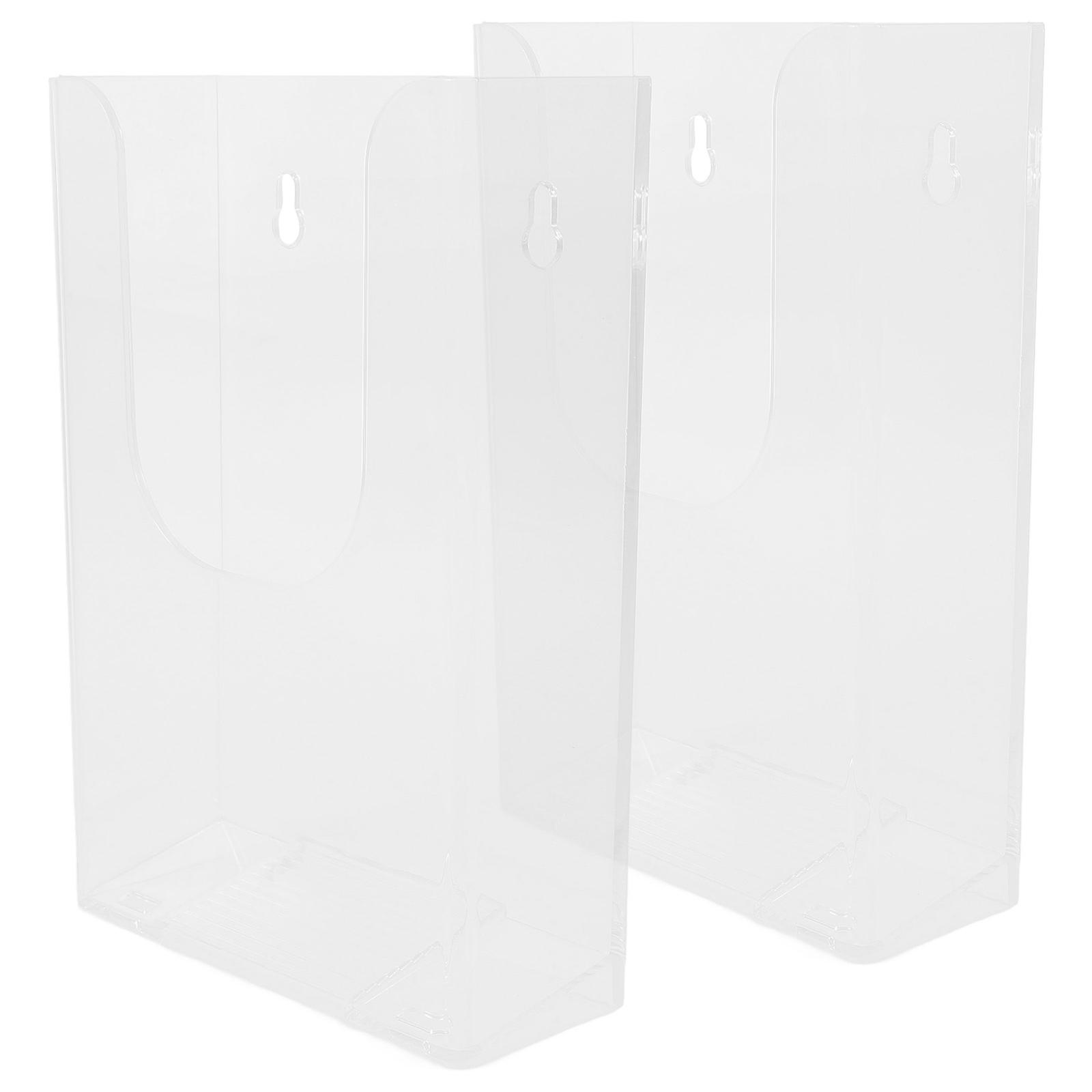 Acrylic Wall Mounted Brochure Holder Clear for Storage Use 6Pcs