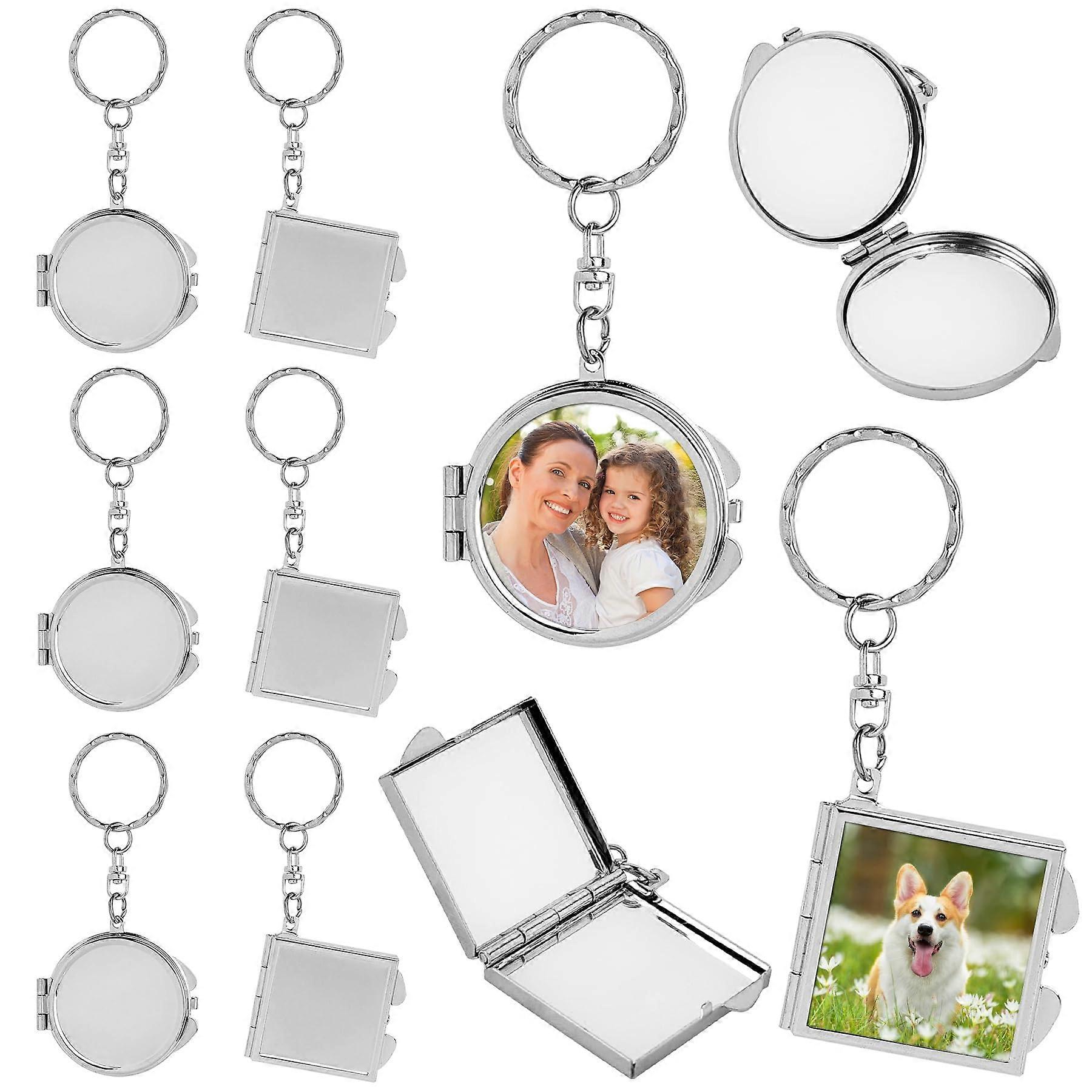 6 Pack Sublimation Compact Mirror Blanks Double Sided Pocket Folding Keychain for Purse Square Round