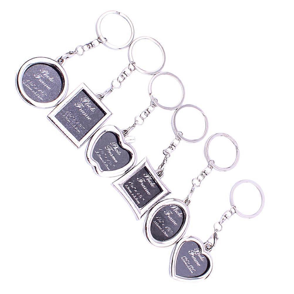 Photo Frame Key Chains Alloy for Decor 6Pcs Silver Key Chain Set