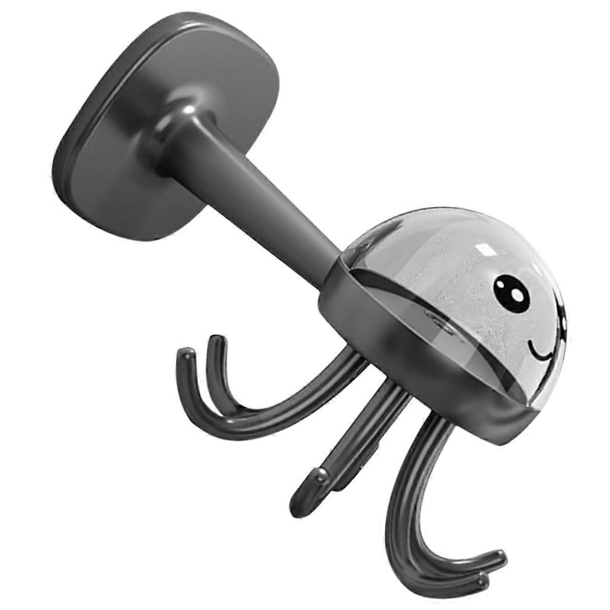 Kitchen Utensil Holder with 360° Rotating Hooks, Wall Mounted SpaceSaving Storage Rack Organizer