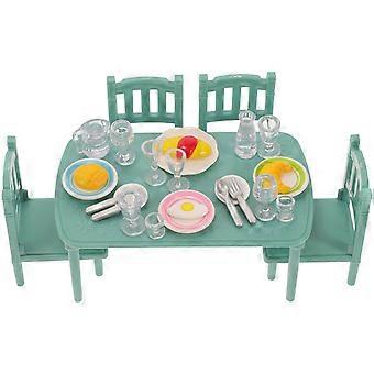 1 Ensemble de Mini Table à Manger Chaise Ensemble Maison De Poupée Mini Meubles Miniature En Plastique Table Chaise avec Nourriture Miniature