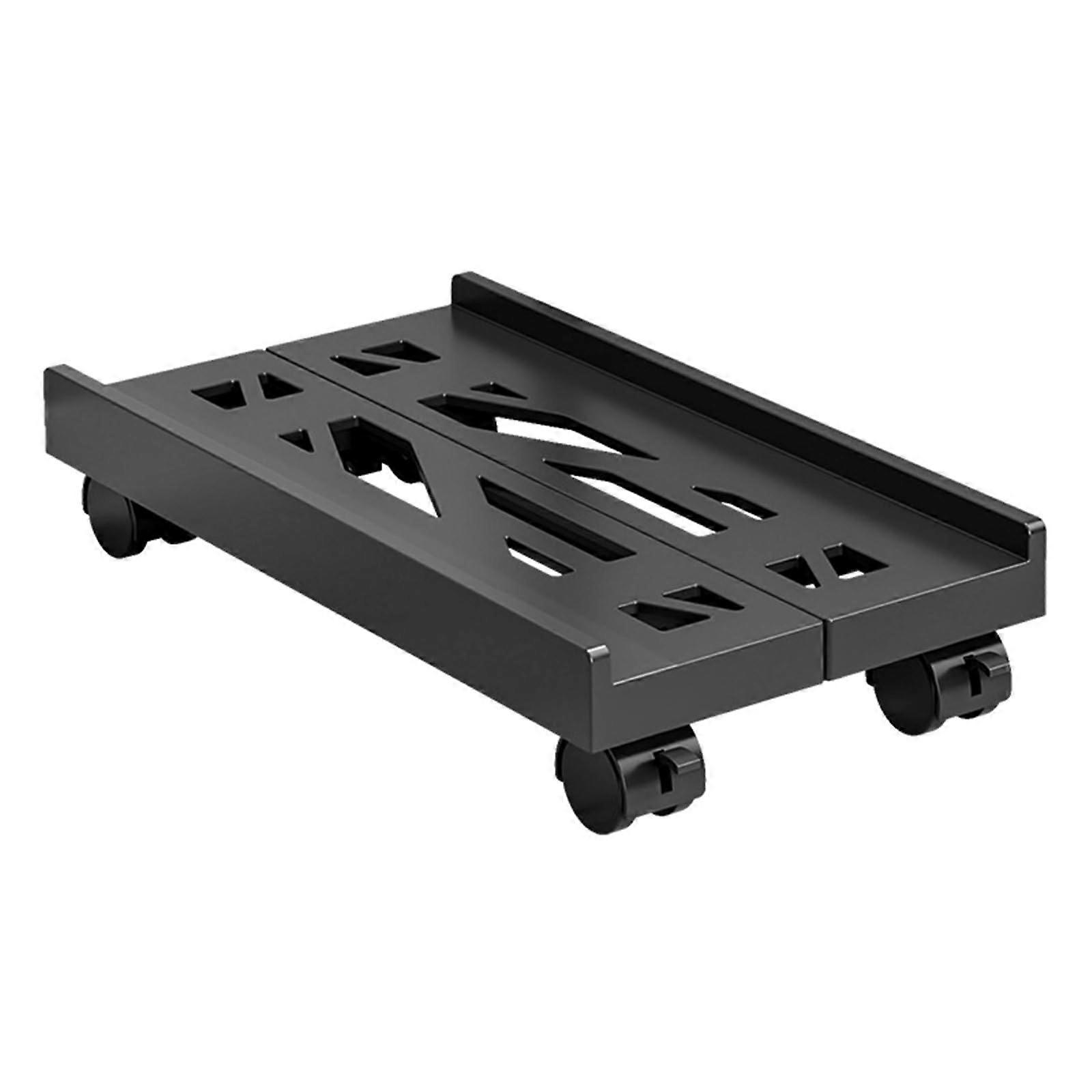 Adjustable Rolling PC Tower Stand with 360° Swiveling Wheels, SpaceSaving CPU Holder, Black