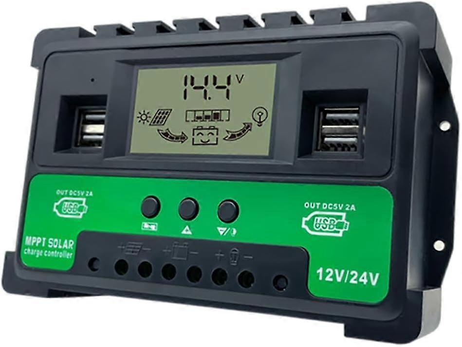 40A MPPT Solar Charge Controller 12V 24V Auto Voltage Detection Waterproof Dual Fan Cooling