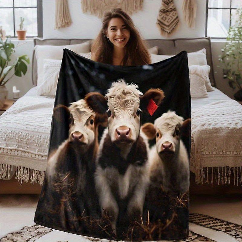 Cartoon Cute Calf Theme Pattern UltraSoft Digital Print Flannel Blanket