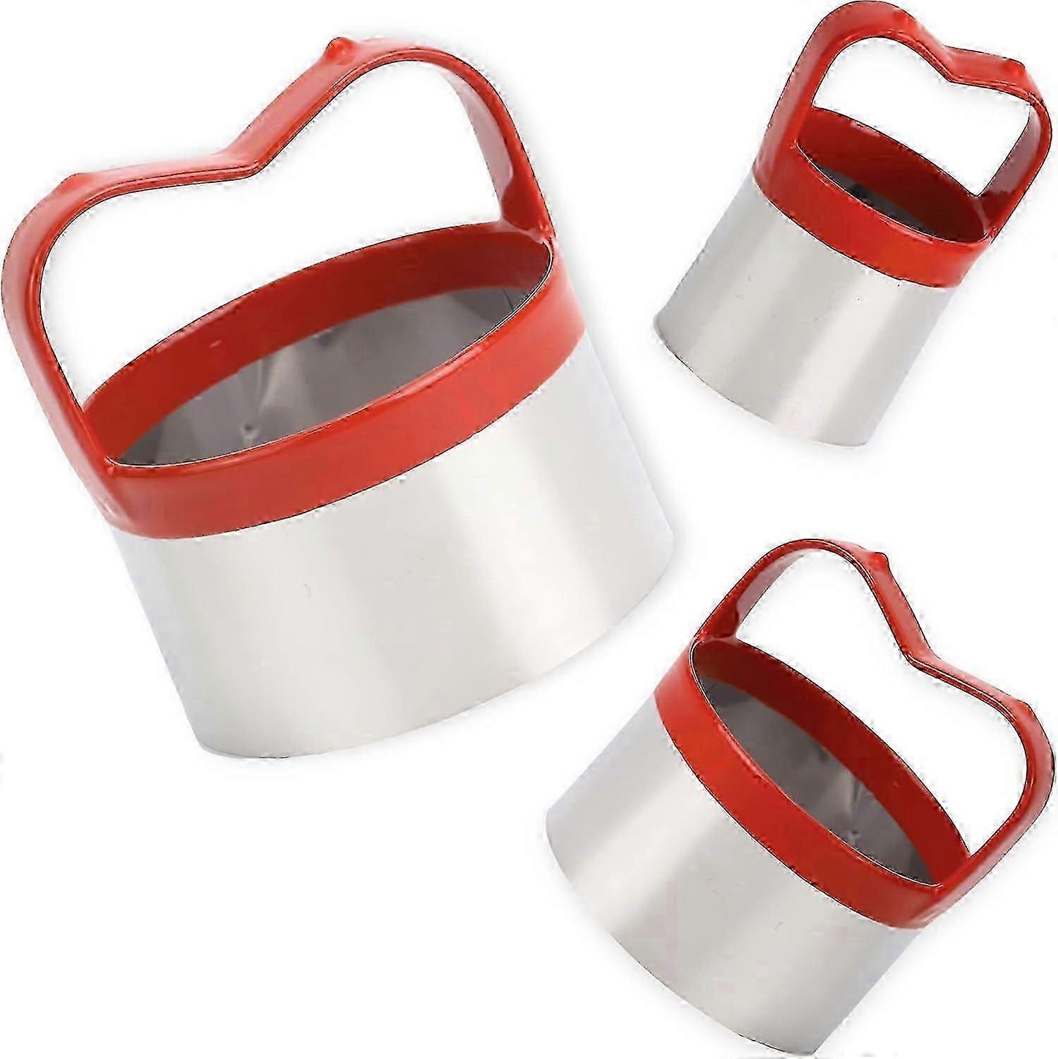 3Pcs Round Cookie Cutters with Soft Handle for Baking Dough Set