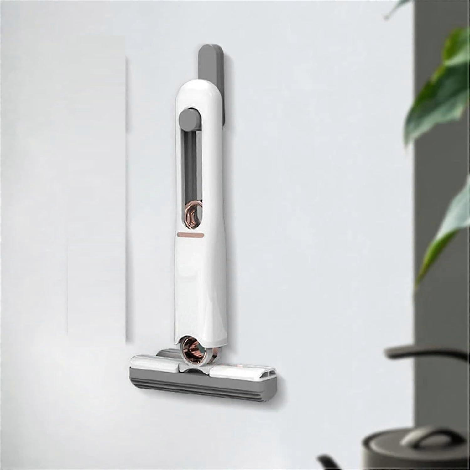 Magic Sponge Mop with SelfSqueeze Roller for Wet and Dry Cleaning, Compact Short Handle, White