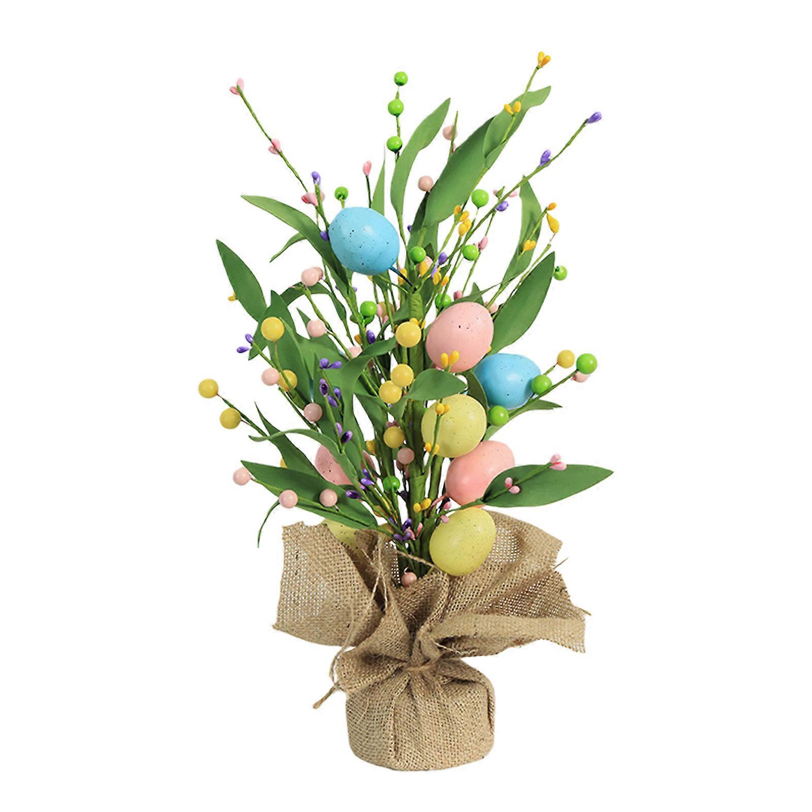 Easters Artificial Flower,Table Centerpieces Easters Eggs Floral Stem with Berries Speckled Easters Eggs Twig Branch Multicolor