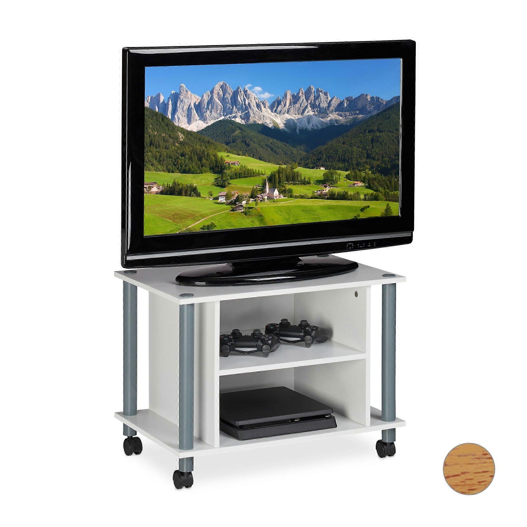TV-Tisch mit Rädern und 2 Fächern